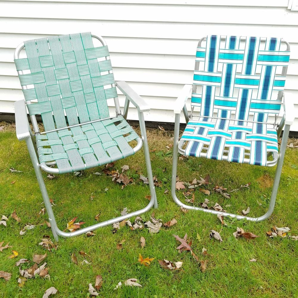 Pair Of Retro Vintage Aluminum Fold Up Webbed Patio Camp regarding sizing 1000 X 1000