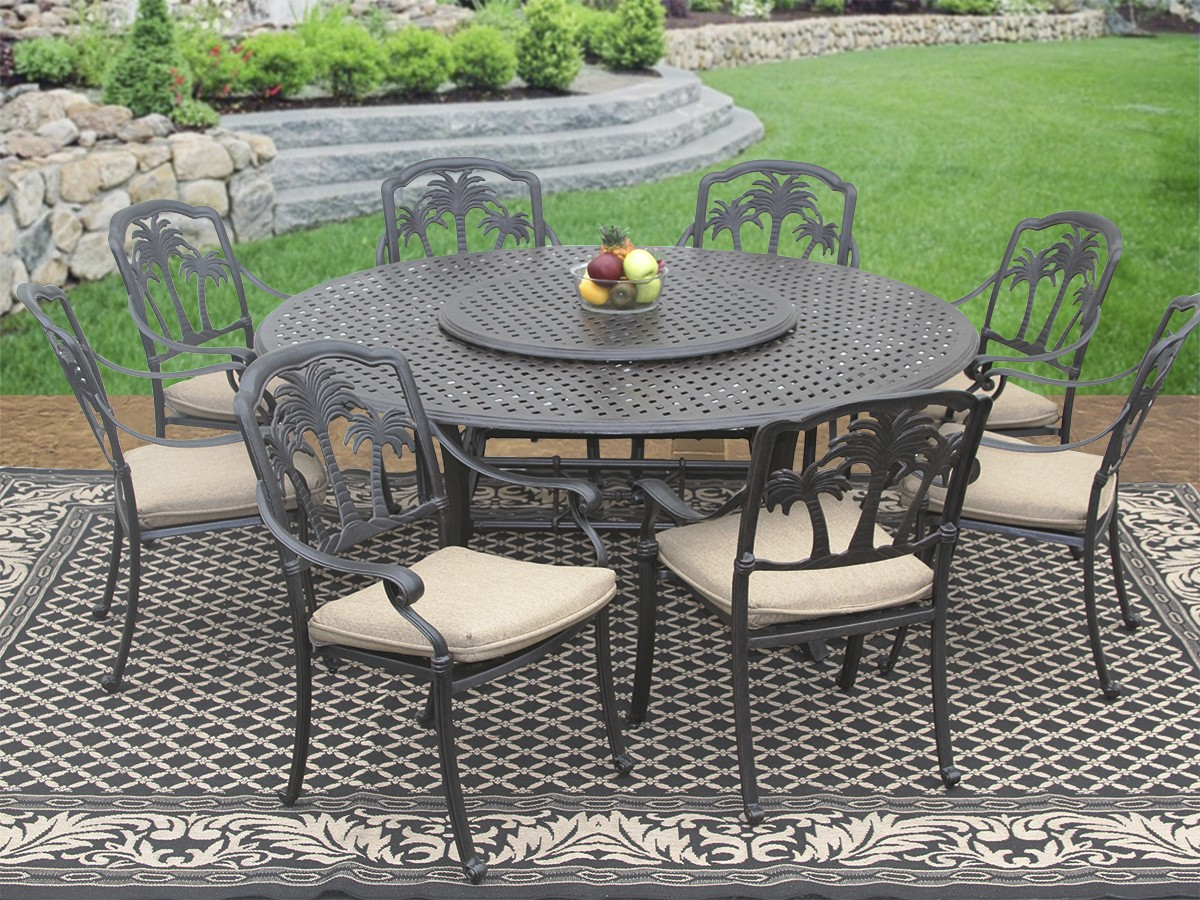 Palm Tree Cast Aluminum Outdoor Patio 9pc Set 8 Dining intended for size 1200 X 900