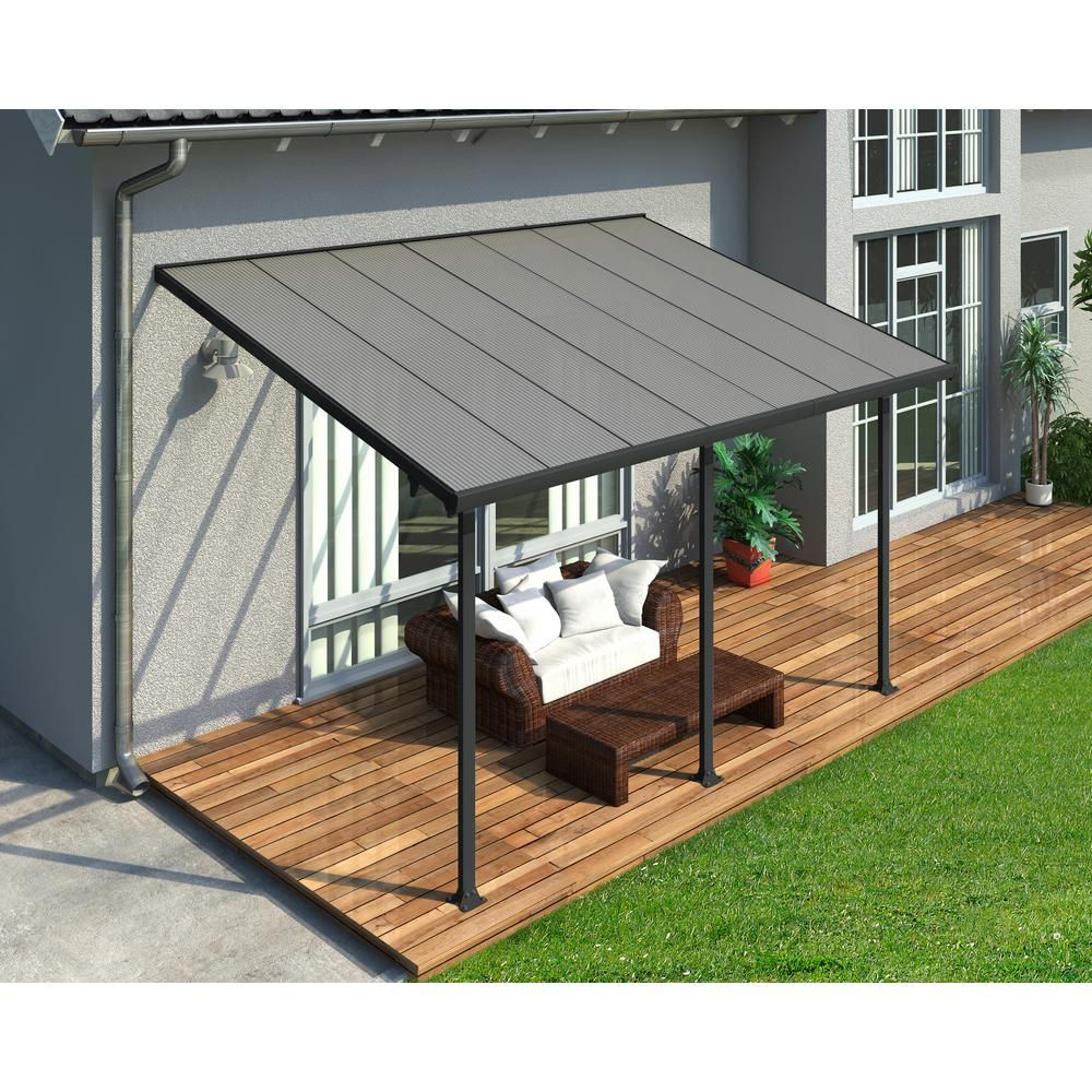 Palram Feria 10 Ft X 14 Ft Grey Patio Cover Awning Grays with proportions 1000 X 1000