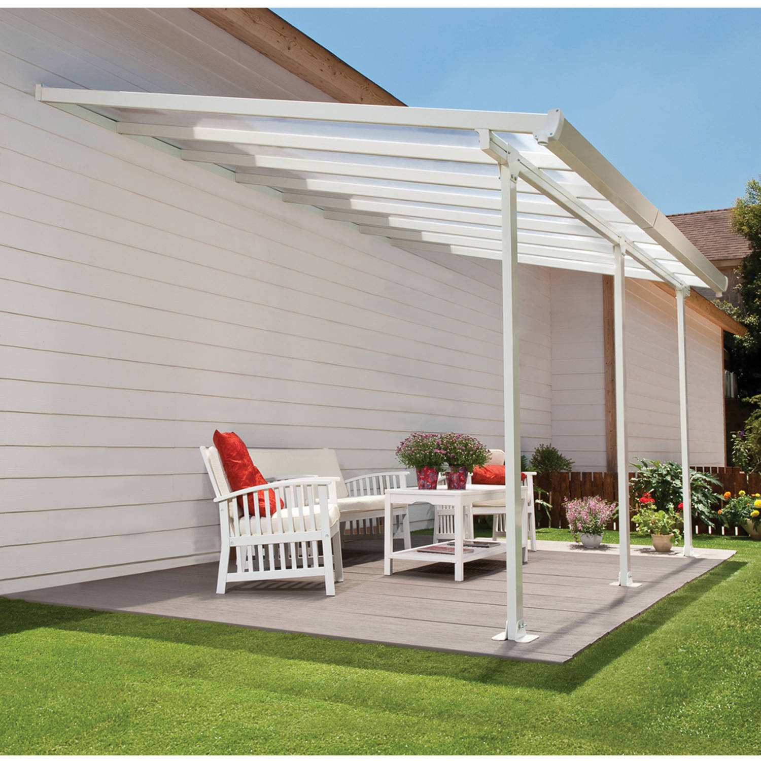 Palram Feria 26 X 13 Patio Cover White Walmart intended for measurements 1500 X 1500
