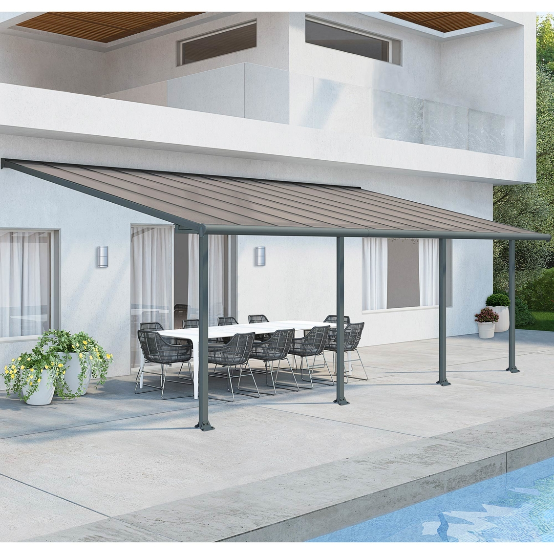 Palram Olympia 10 X 24 Ft Patio Cover Graybronze in sizing 1134 X 1134