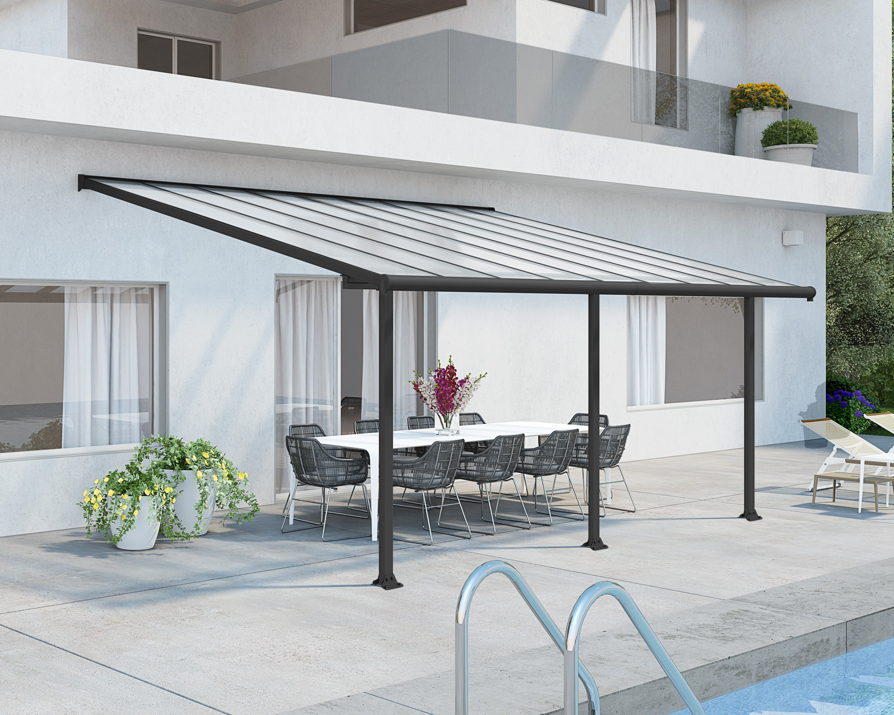 Palram Olympia Patio Cover 3 X 546m Grey Clear throughout size 1800 X 1440
