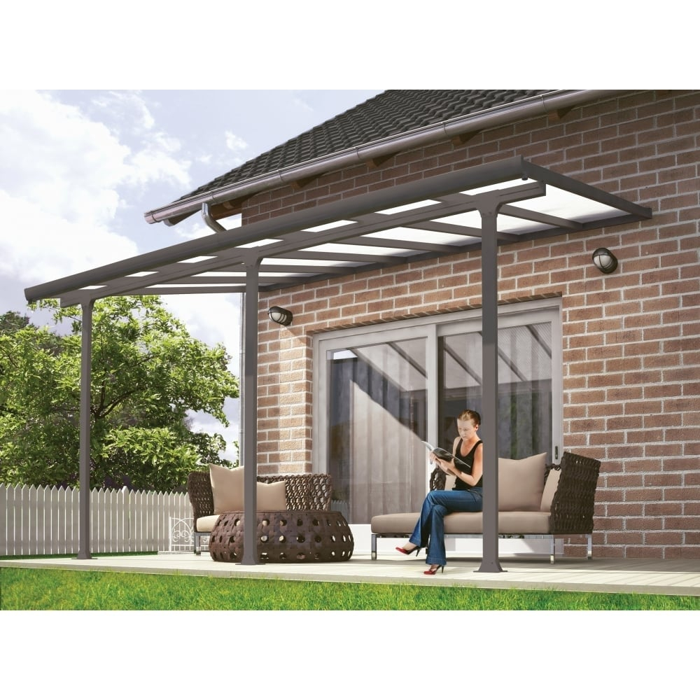 Palram Palram Feria Patio Cover 3x42 Grey with measurements 1000 X 1000