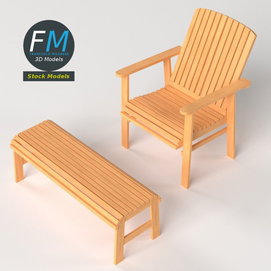 Patio Chair And Footrest 3d Model Cgstudio with proportions 920 X 920