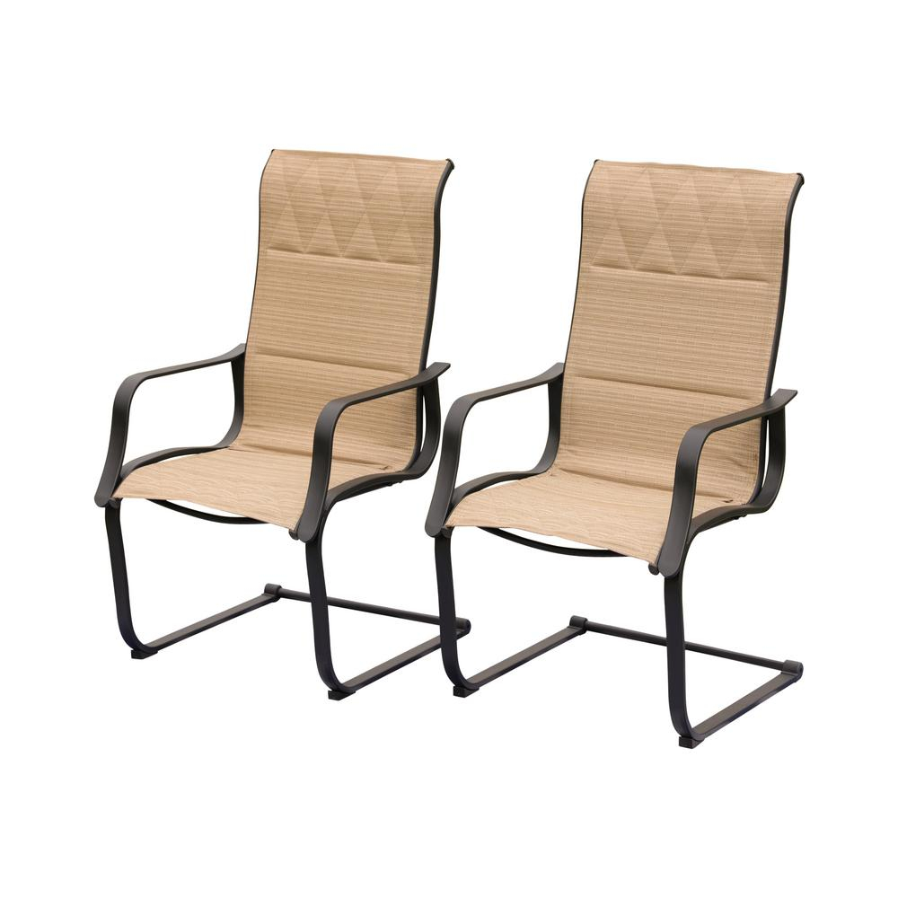 Patio Festival Spring Padded Sling Outdoor Dining Chair In Beige 2 Pack inside proportions 1000 X 1000