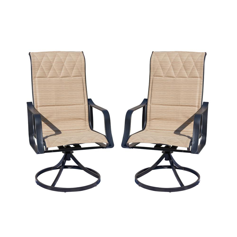 Patio Festival Swivel Padded Sling Outdoor Dining Chair In Beige 2 Pack with regard to size 1000 X 1000