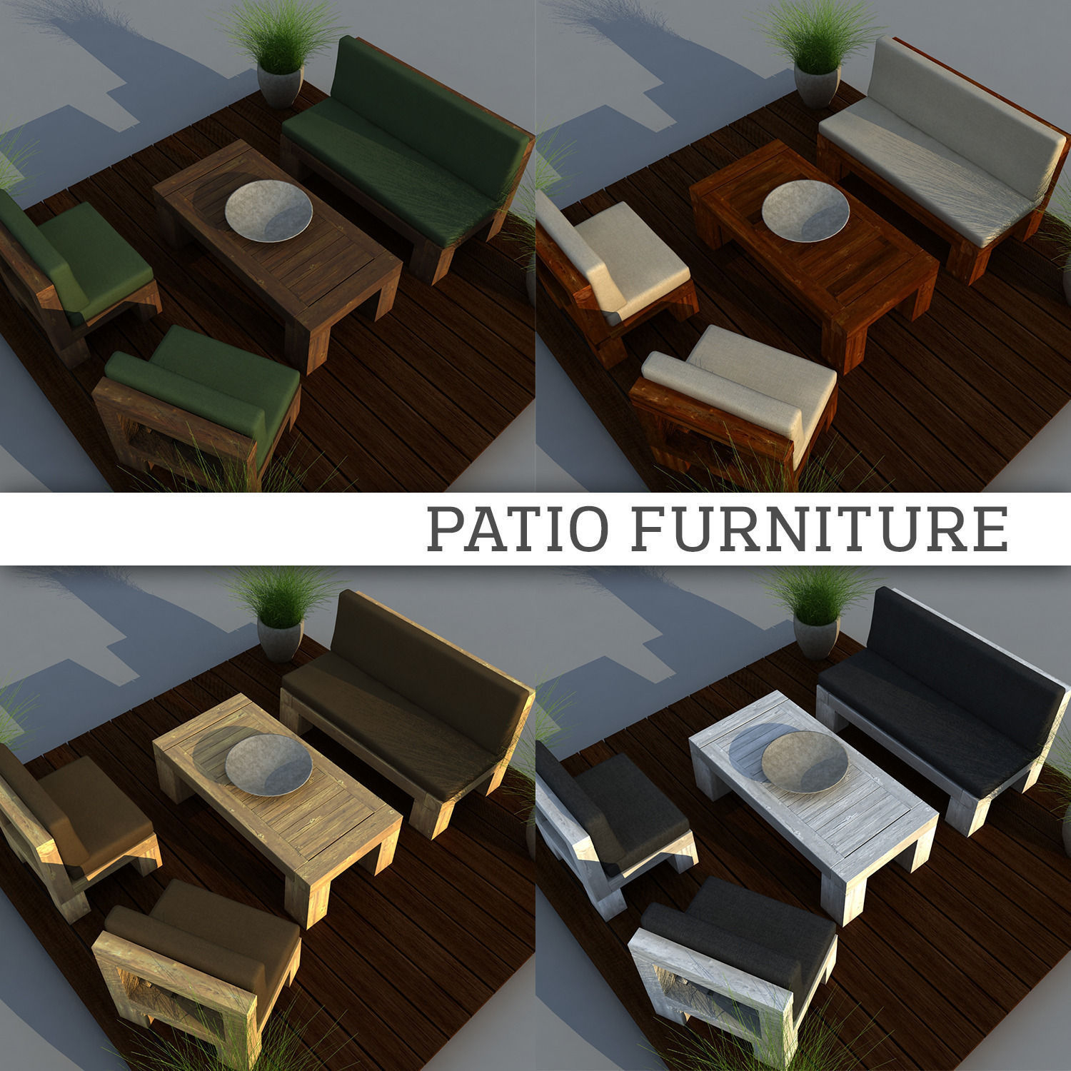 Patio Furniture 3d Model throughout proportions 1500 X 1500