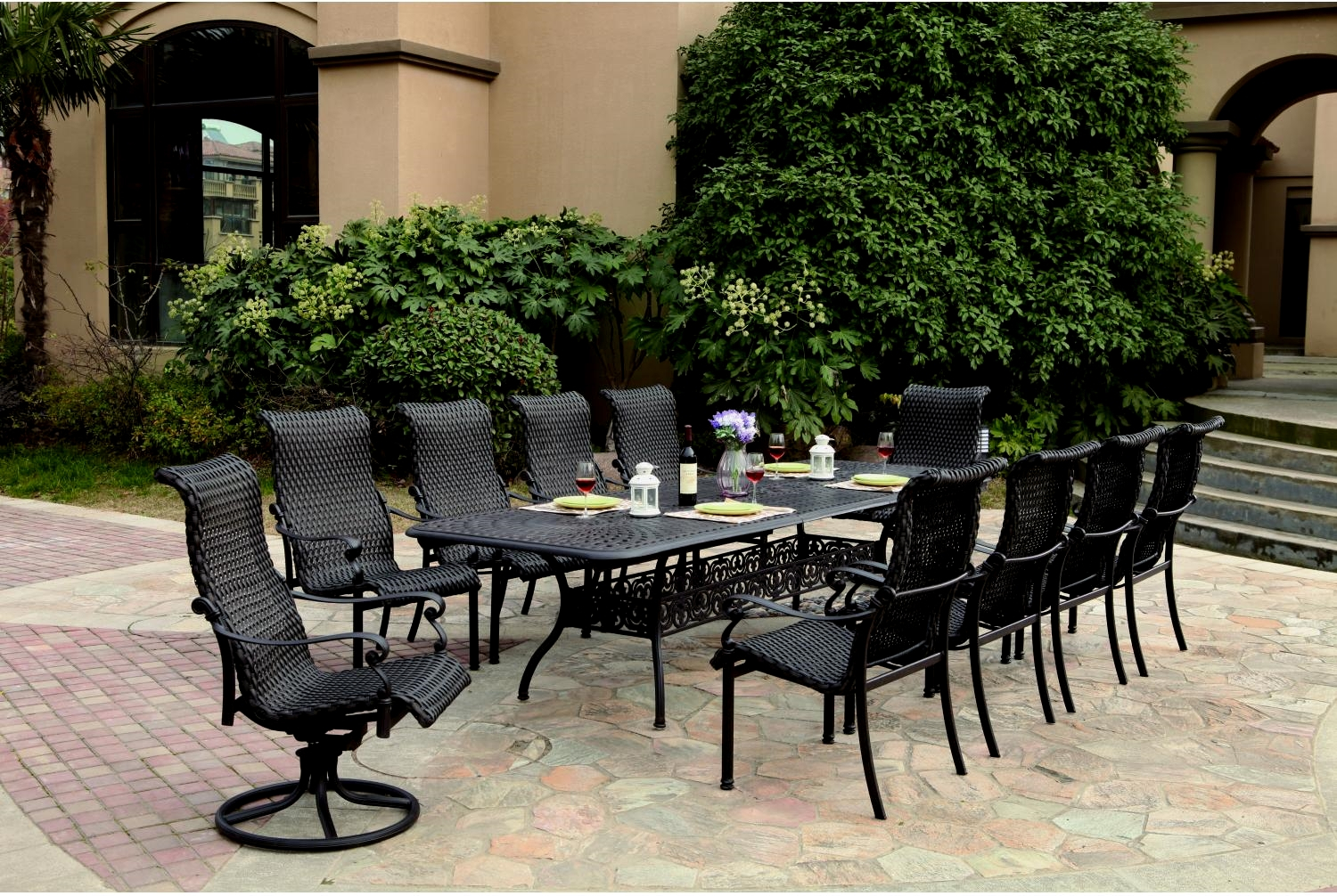 Patio Furniture Wicker Aluminum Dining Set 11pc Victoria with proportions 1500 X 1006