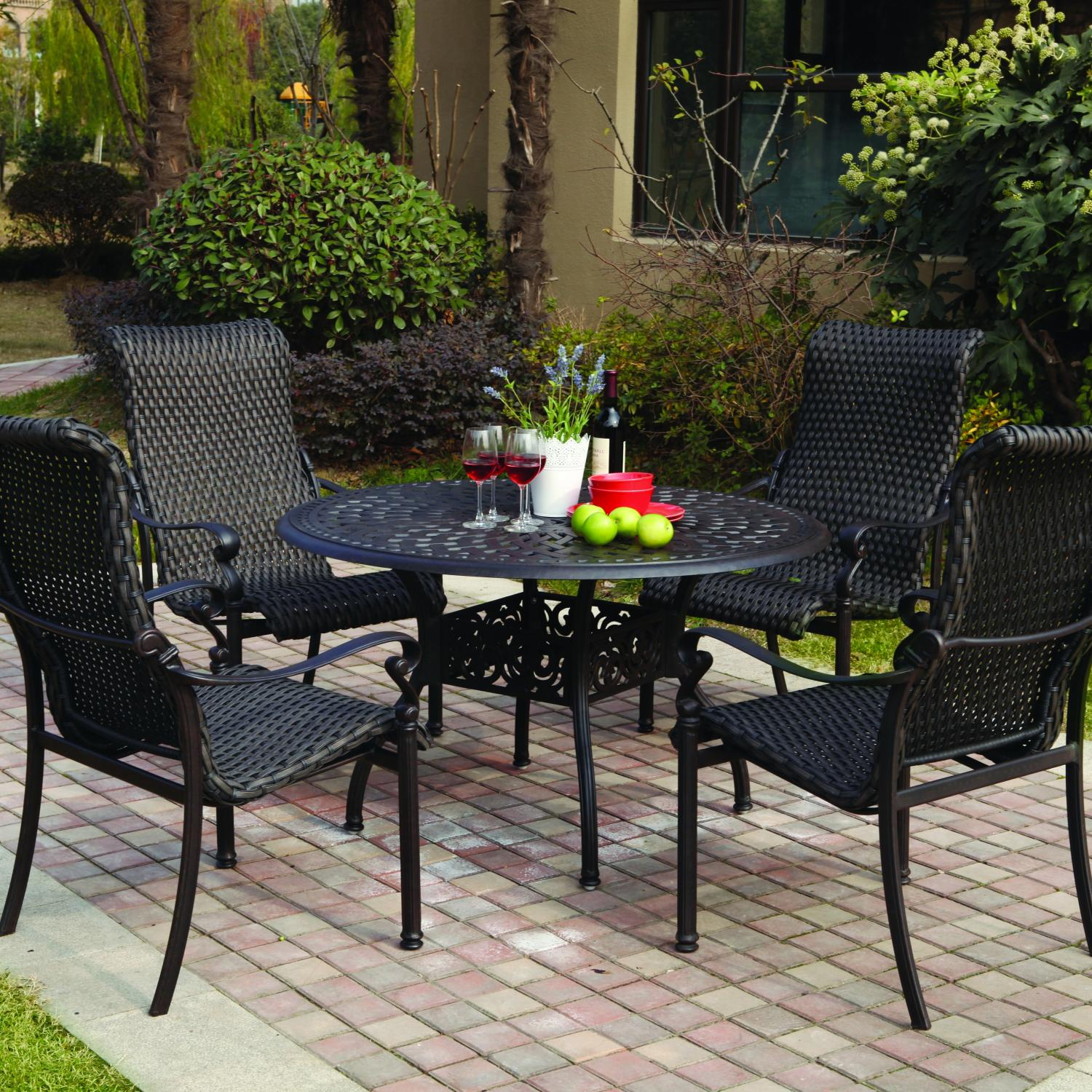 Patio Furniture Wicker Aluminum Dining Set 5pc Victoria with regard to sizing 1500 X 1500
