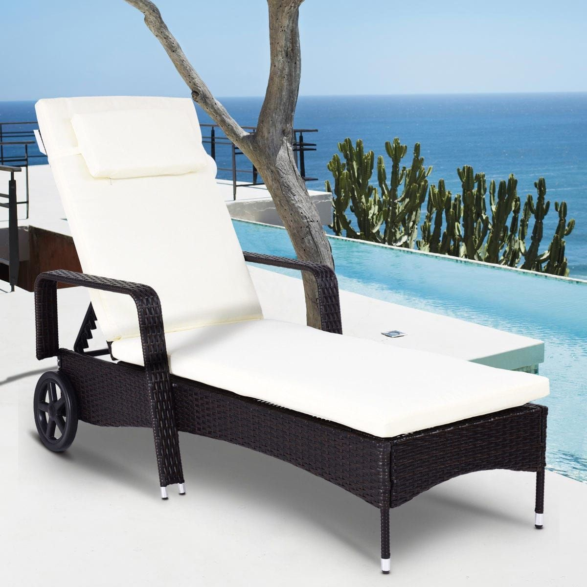 Patio Lounge Chair Rattan With Cushions Outdoor Chaise intended for dimensions 1200 X 1200