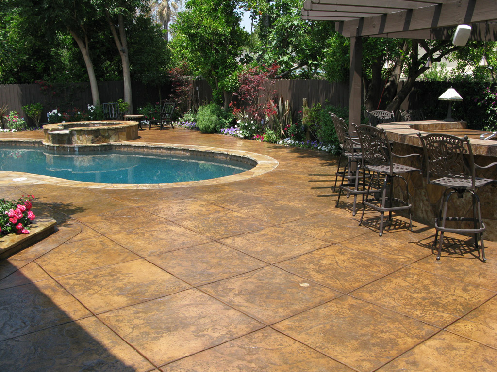 Paver Patio Backyard Stained Concrete Atlanta Driveway for dimensions 1024 X 768