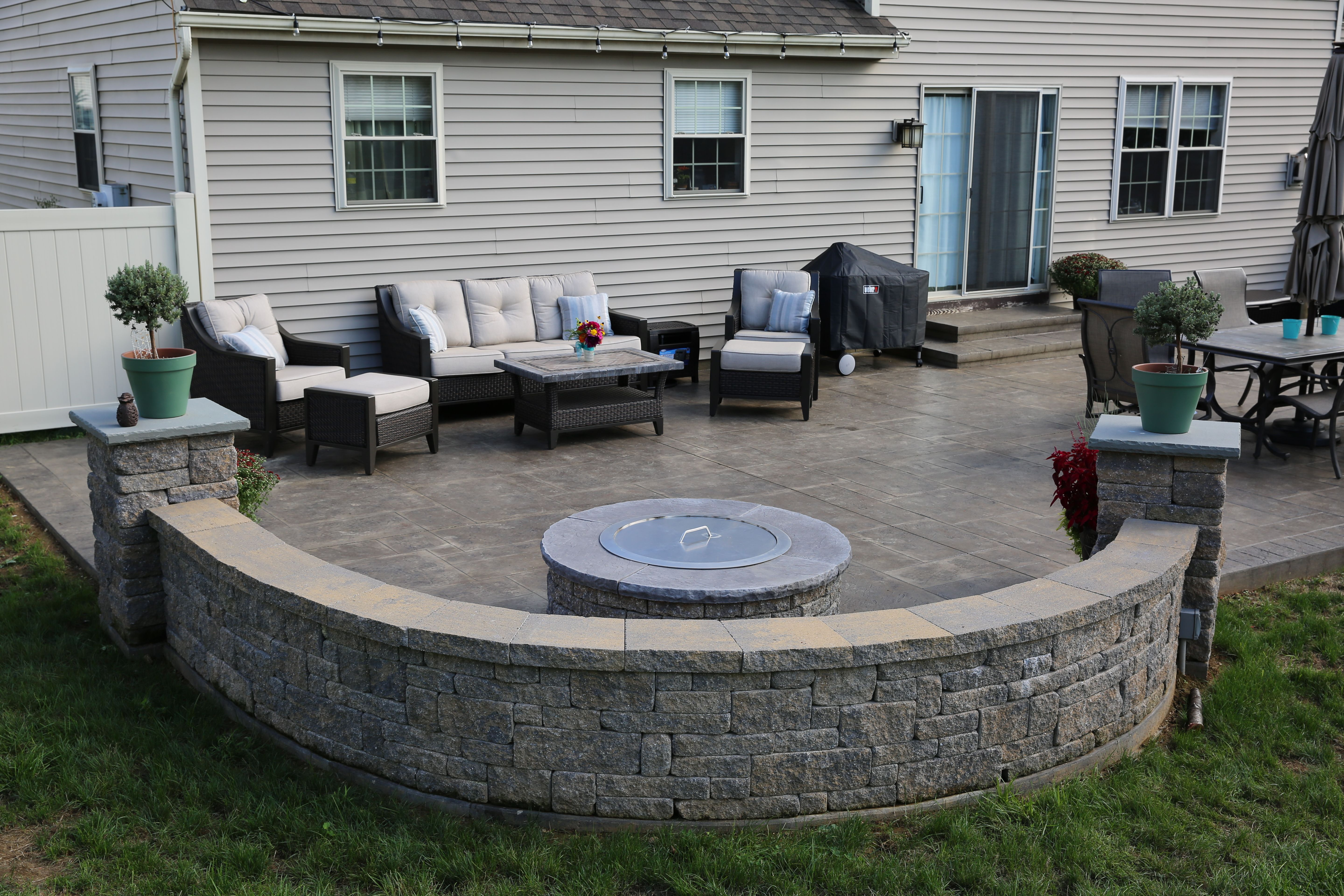 Paver Wall And Pillars Stamped Concrete Patio And Paver intended for measurements 5760 X 3840