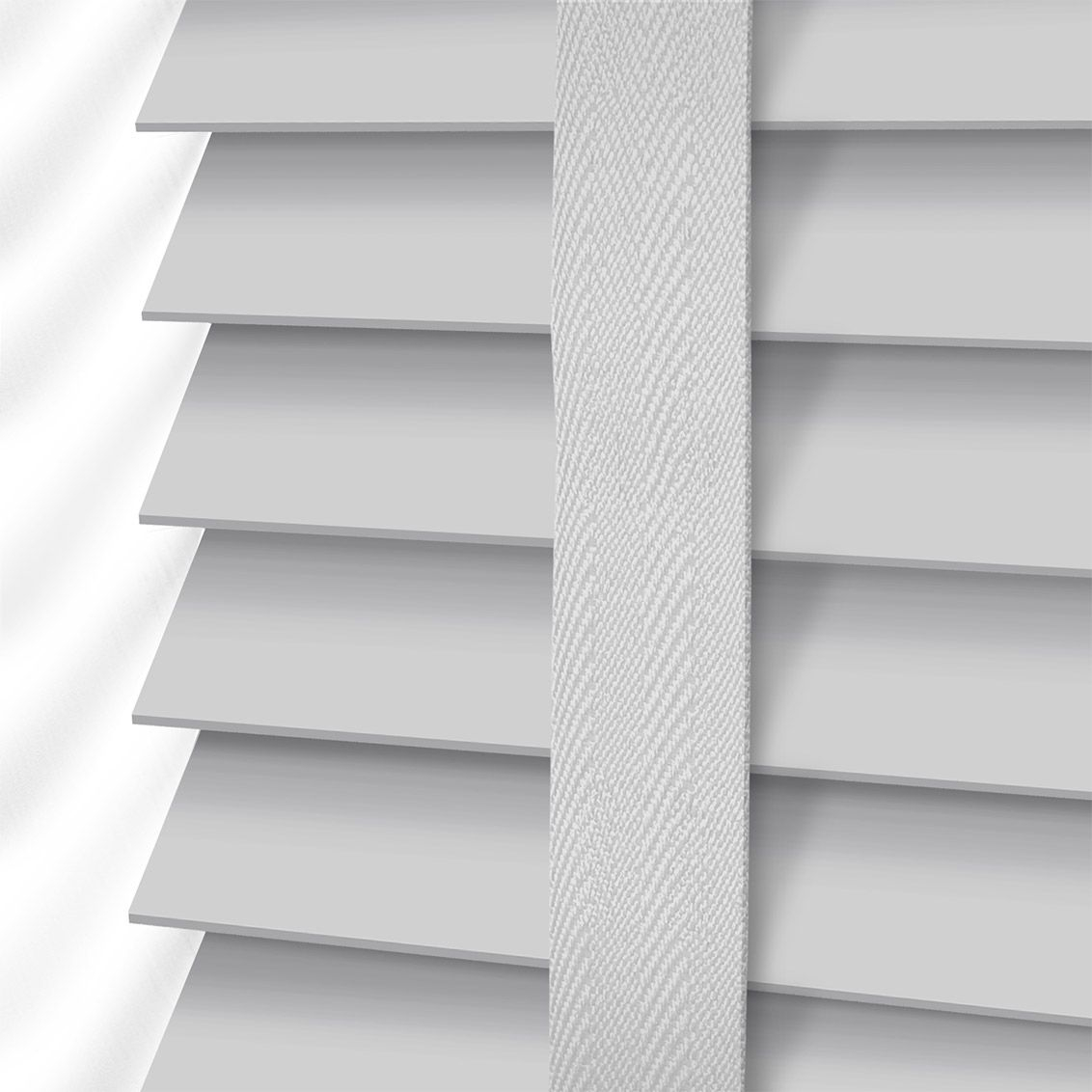 Pearl Grey Mist Wooden Blind With Tapes 50mm Slat within size 1132 X 1132