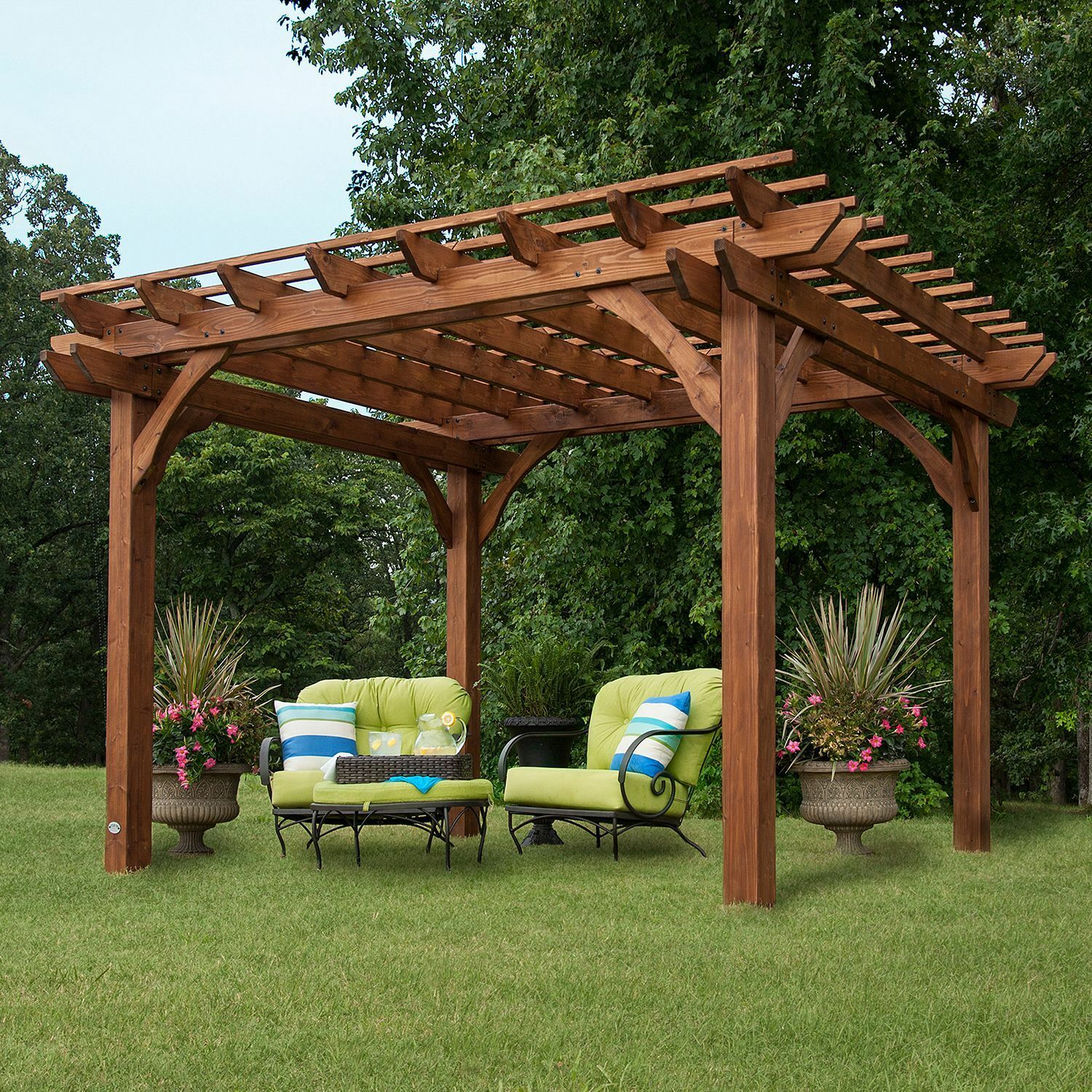 Pergola Canopy Cedar Wood Cover Outdoor Patio 12 X 10 Ft inside proportions 1500 X 1500