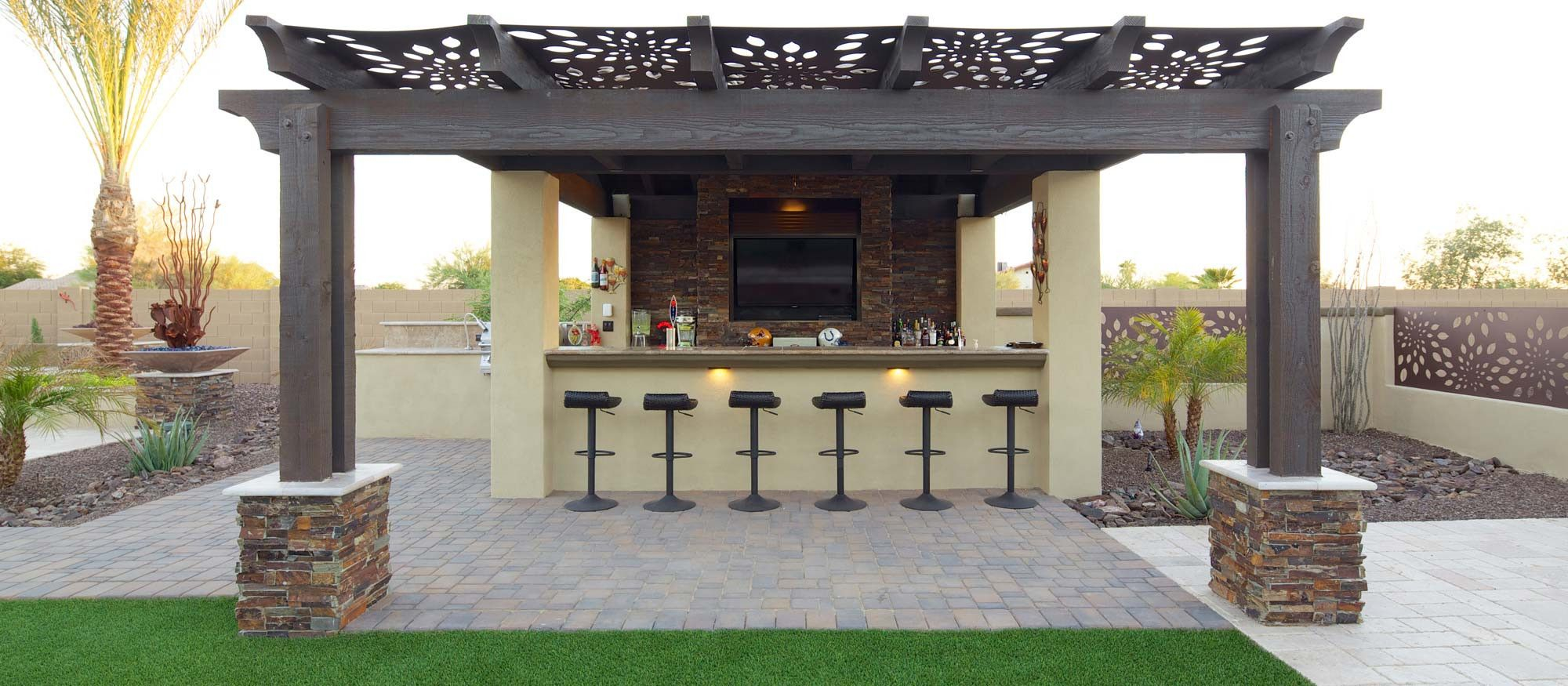 Pergola Outdoor Kitchen Bbq Bar Artificial Grass Link regarding sizing 2000 X 875