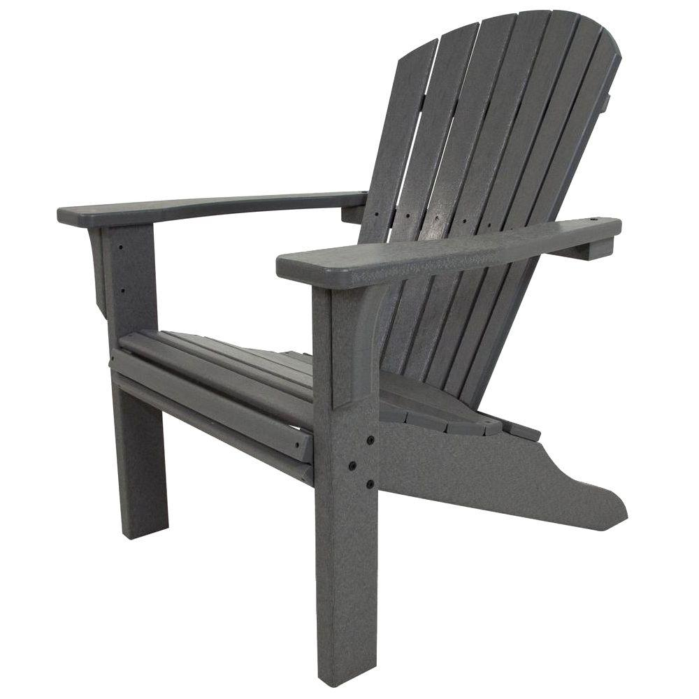 Polywood Seashell Slate Grey Plastic Patio Adirondack Chair regarding sizing 1000 X 1000