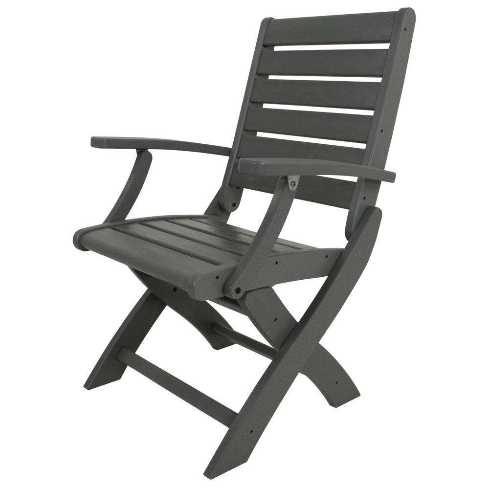 Polywood Signature Slate Grey Plastic Outdoor Patio Folding Chair in proportions 1000 X 1000