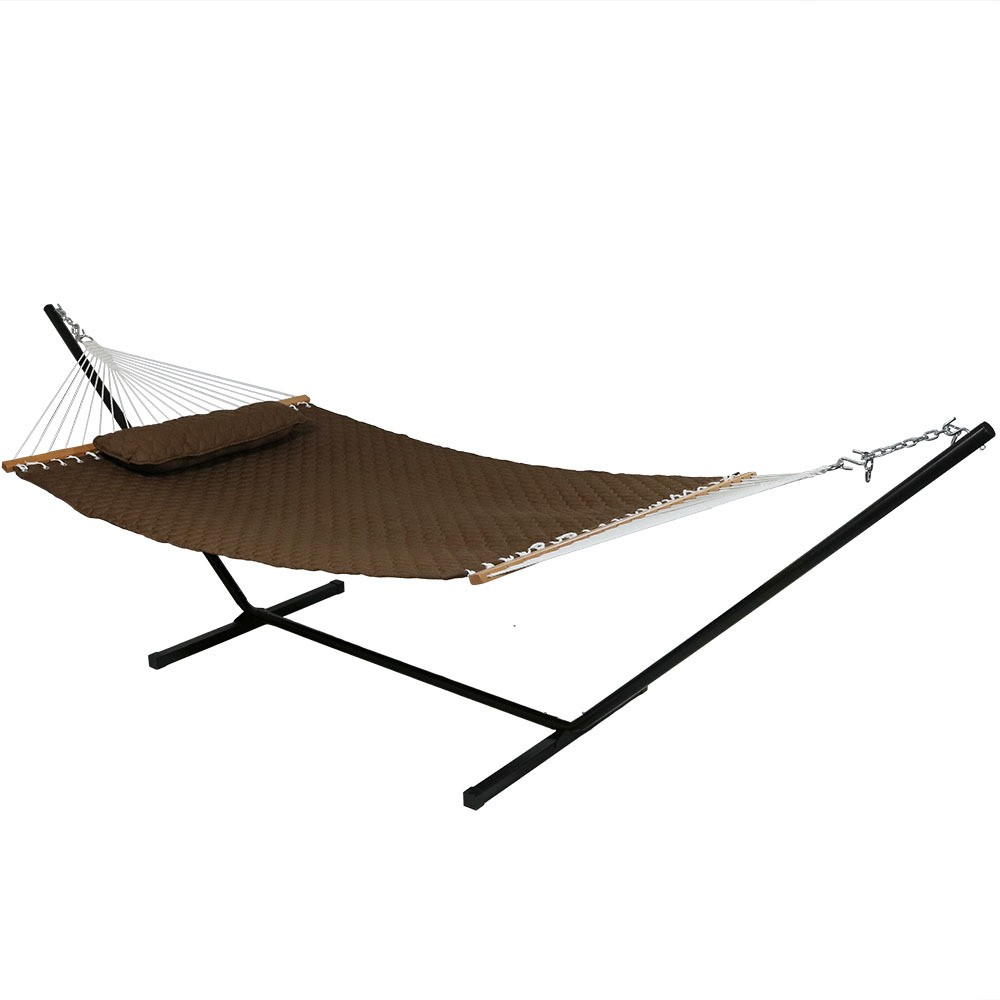 Quilted Designs Quilted Fabric Hammock And Stand Brown pertaining to size 1000 X 1000