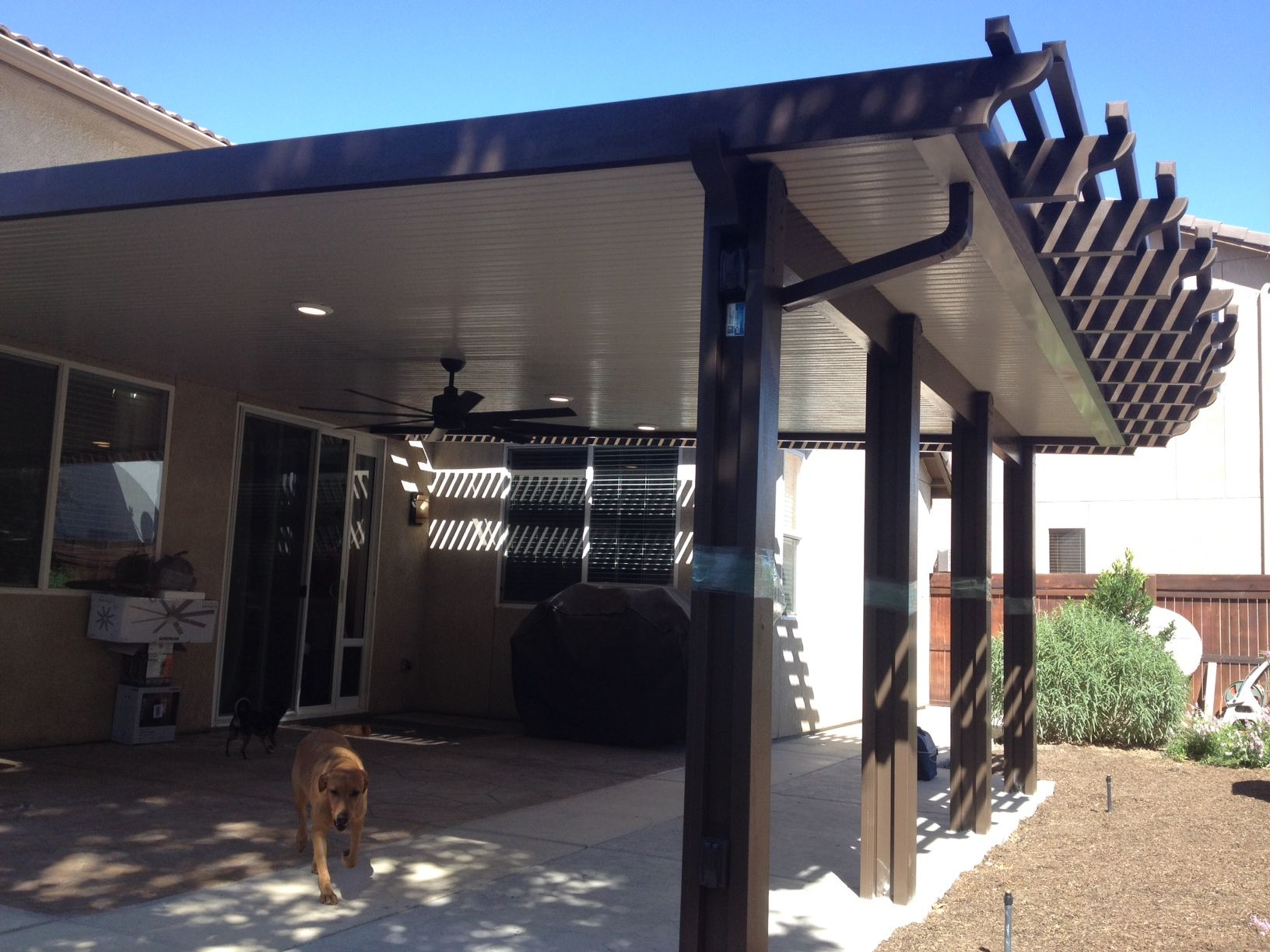 Rafter Tails Style Wood Grained Aluminum Patio Cover in measurements 1632 X 1224