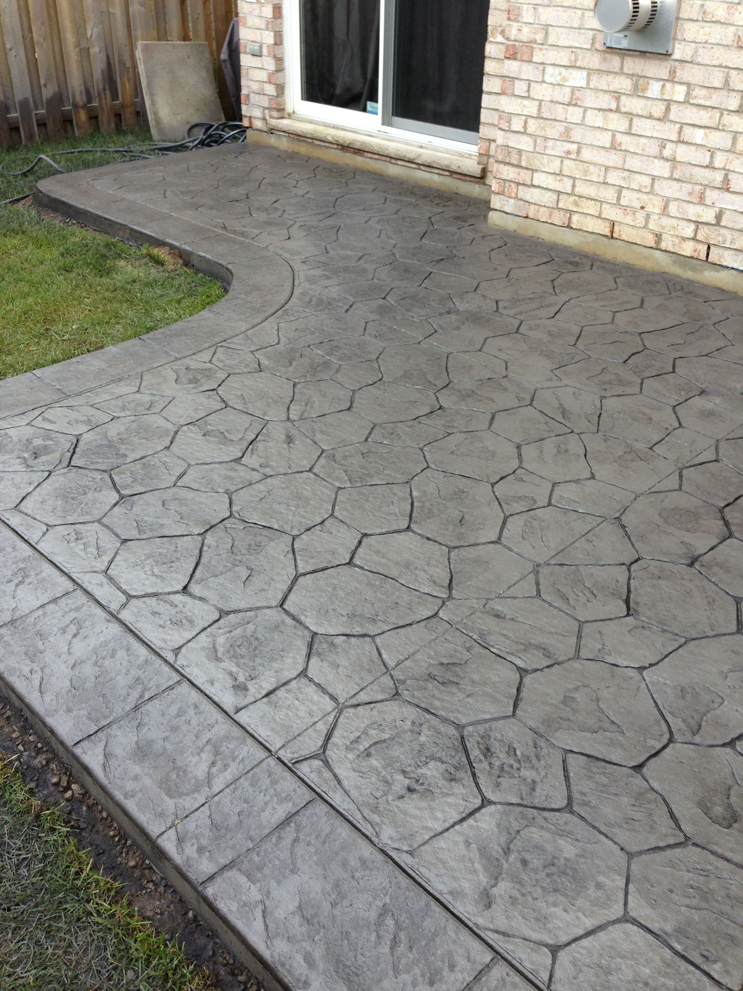 Random Stone Stamped Concrete Patio With Stone Block Border pertaining to dimensions 2448 X 3264