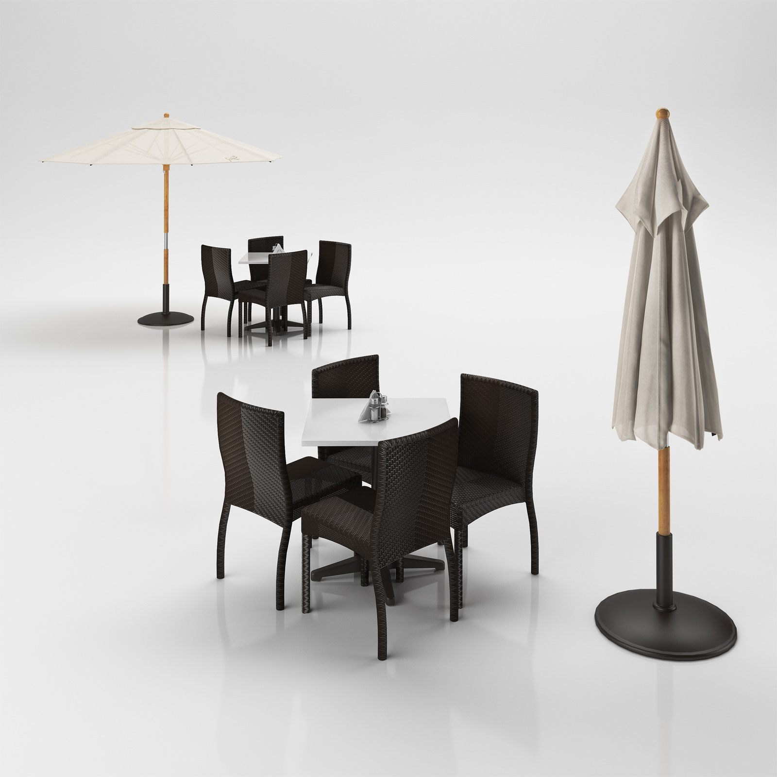 Rattan Chairs Set With Table And Outdoor Umbrella 3d Model for sizing 1600 X 1600