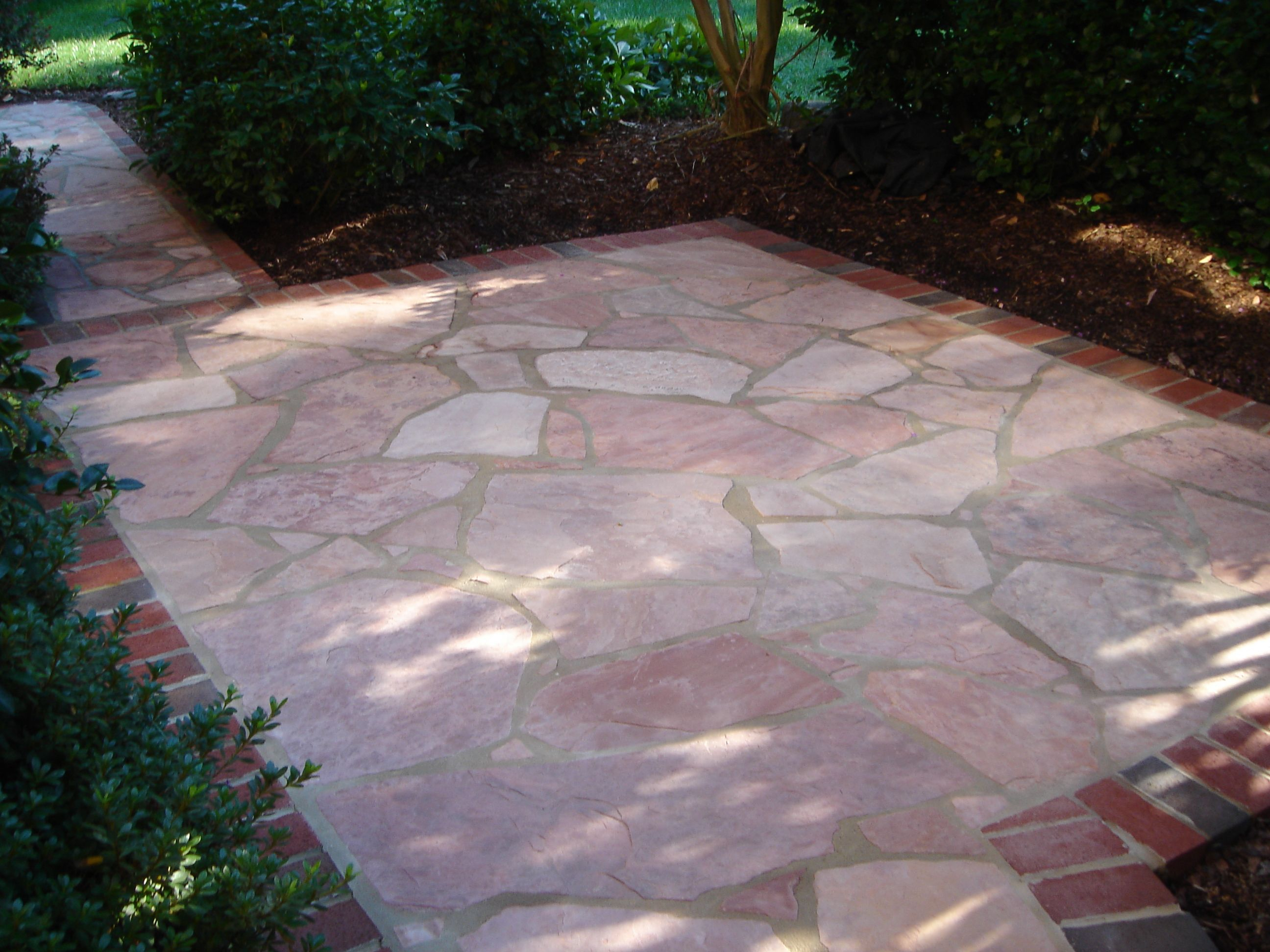 Rectangle Stone Patio With 8 Brick Border Bluestone Patio throughout measurements 2592 X 1944