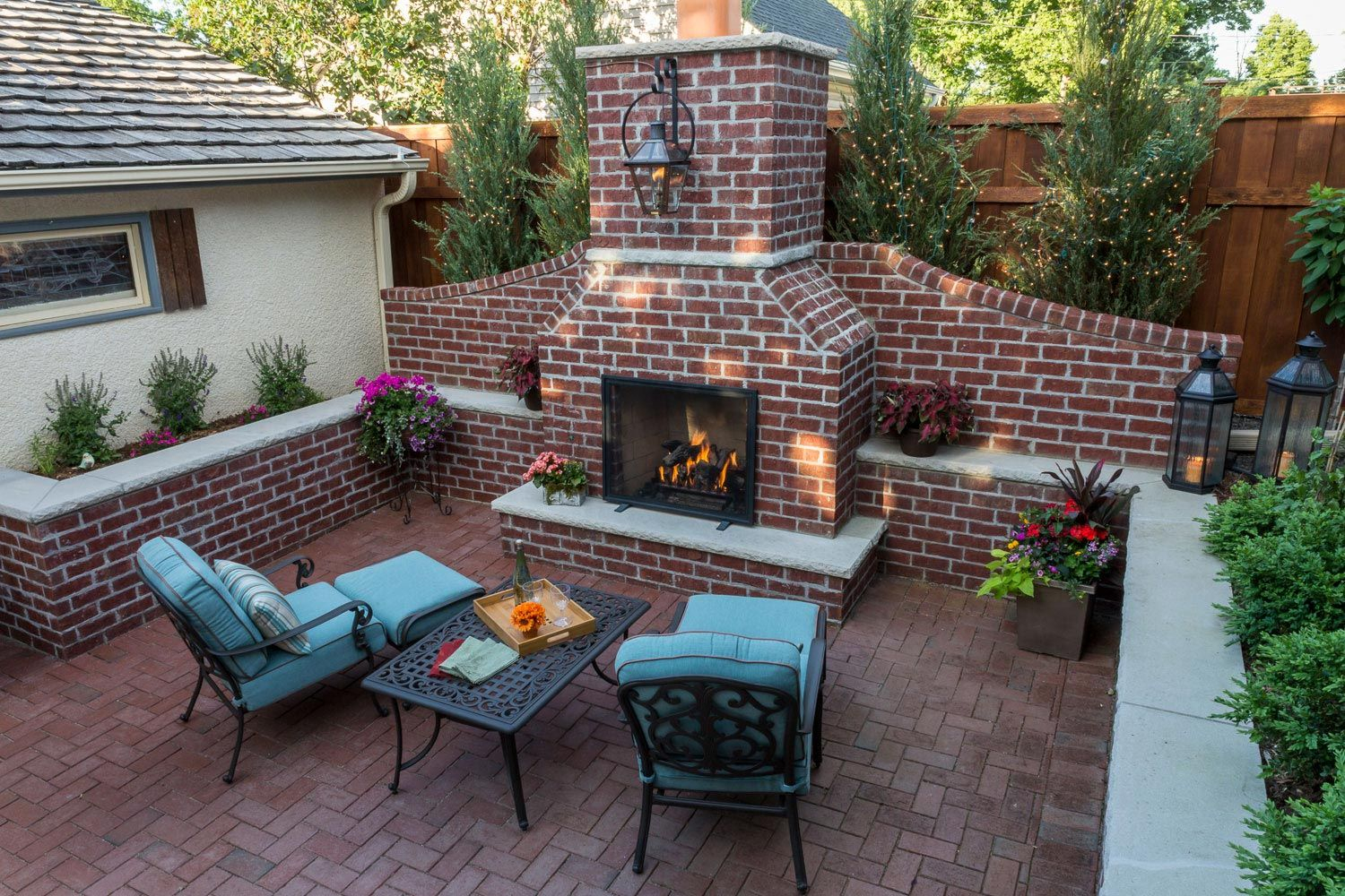 Red Brick Backyard Fireplace And Patio In St Paul Mn intended for sizing 1500 X 1000