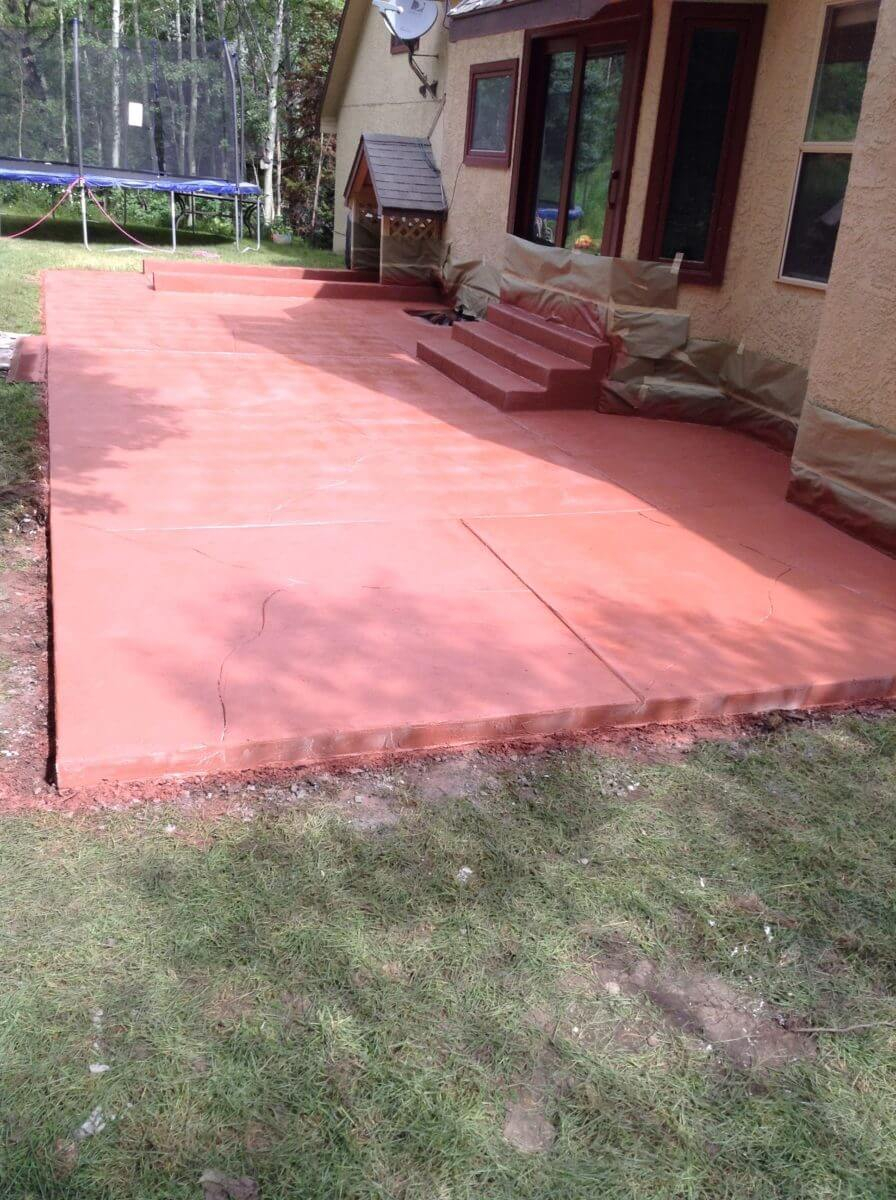 Red Brick Solid Color Stained Patio Concrete Design within size 896 X 1200