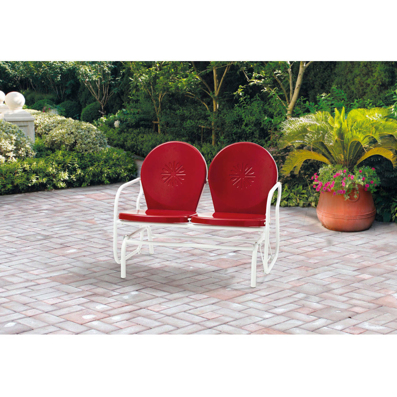 Retro Metal Glider Garden Seating Outdoor Furniture Yard Patio Red Chair Seats 2 inside size 1500 X 1500