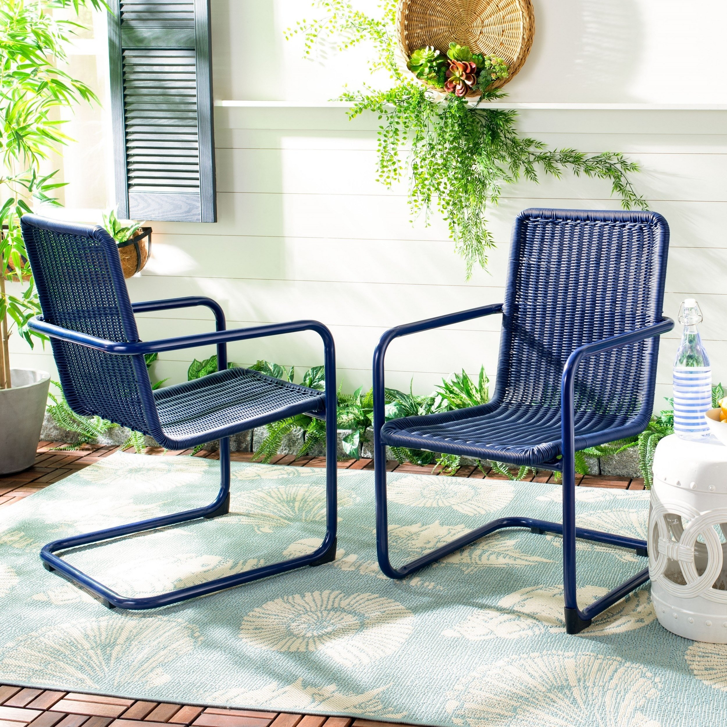 Safavieh Outdoor Living Hutton Chair Set Of 2 Blue with measurements 2500 X 2500