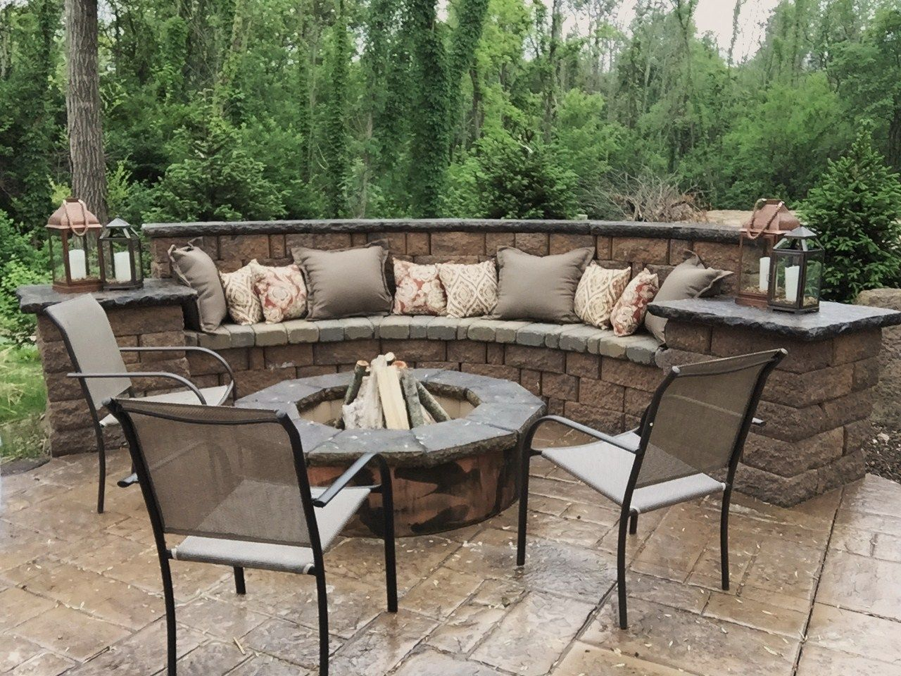 Seating Wall Fire Pit And Stamped Concrete Patio Wall in sizing 1280 X 960