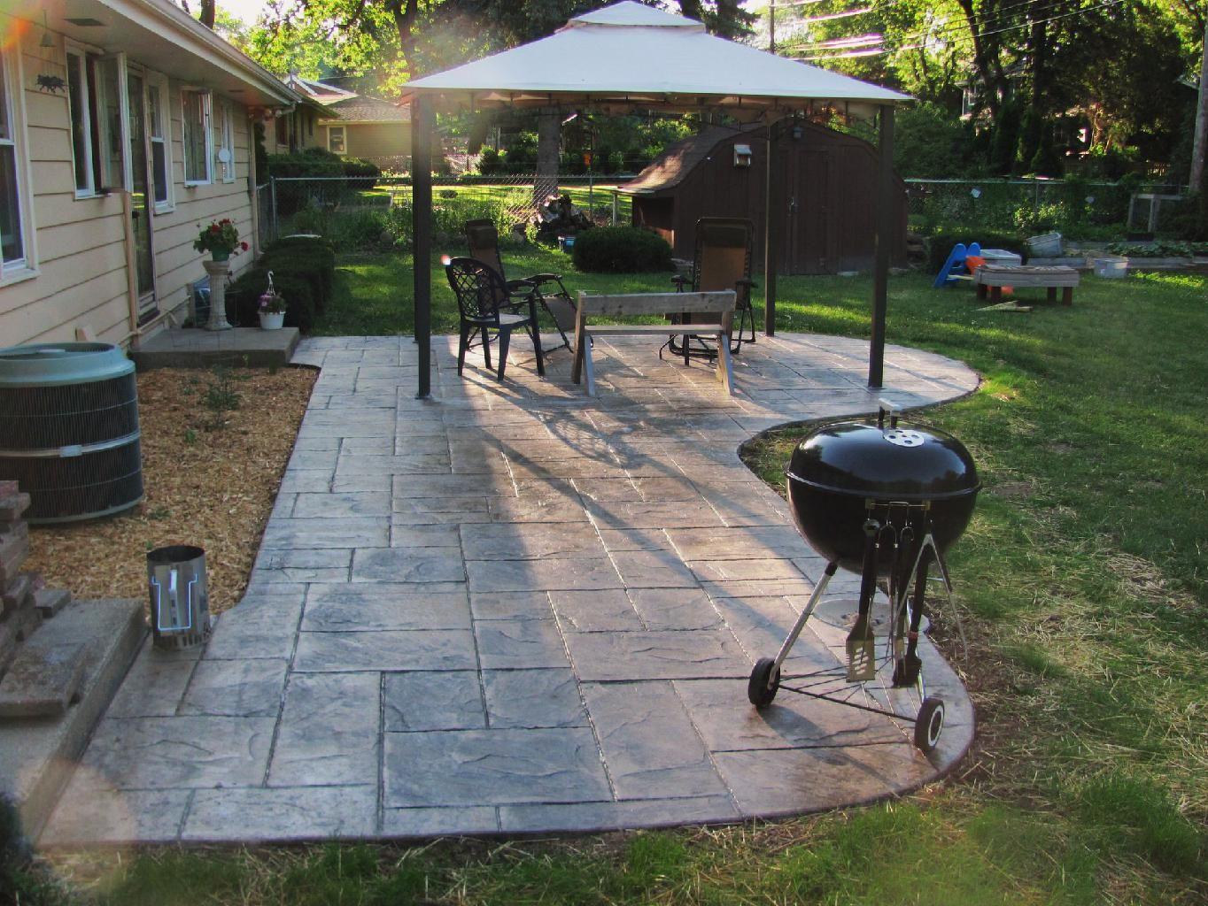 Shape Stamped Concrete Patio Add Pergola Concrete Patio intended for dimensions 1364 X 1024