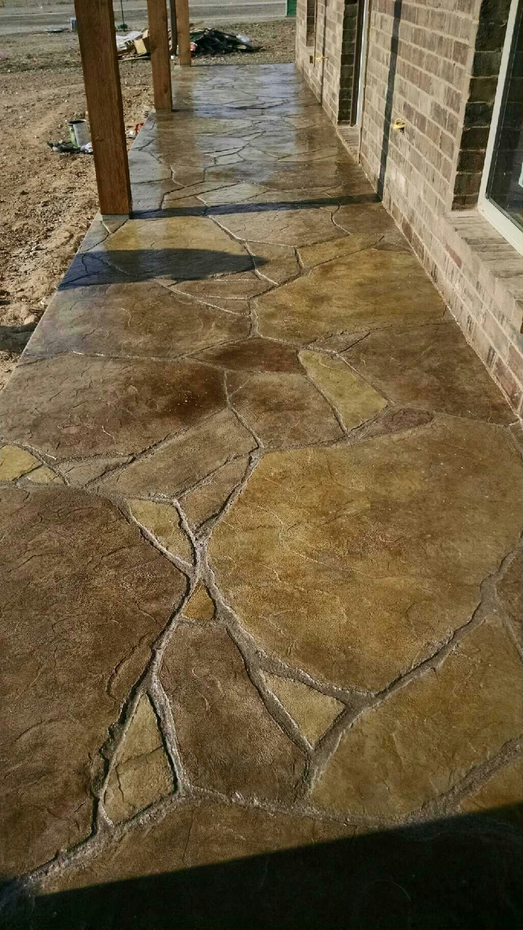 Stamped And Stained Concrete Patio In Flagstone Concrete throughout sizing 1026 X 1822