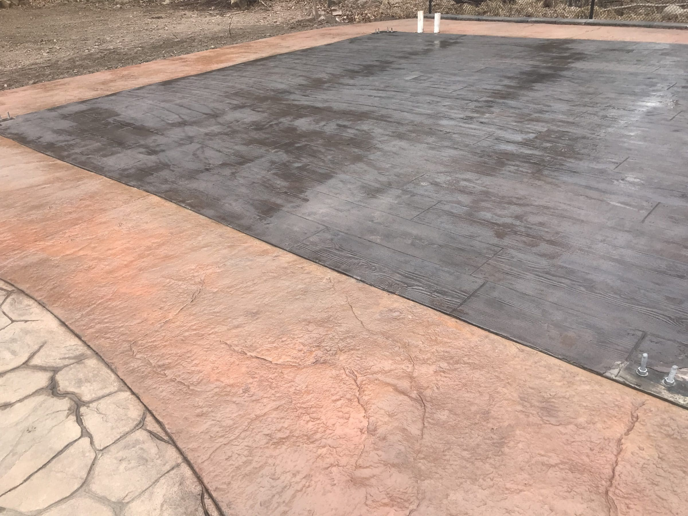 Stamped Concrete Patio Pool House Foundation Flooring In within measurements 2400 X 1800