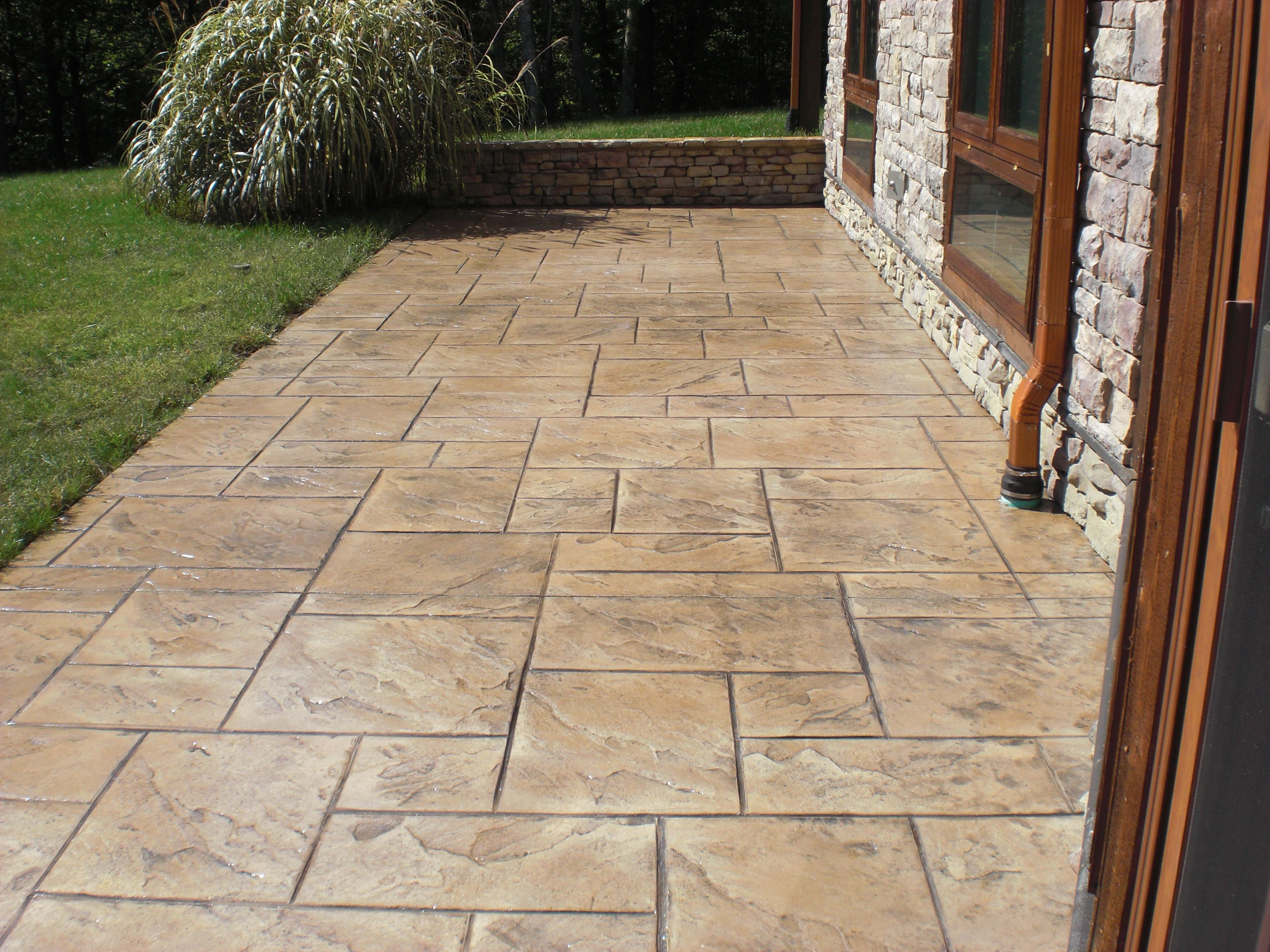 Stamped Concrete Patio Was Restored With A Brown Tinted throughout dimensions 3264 X 2448