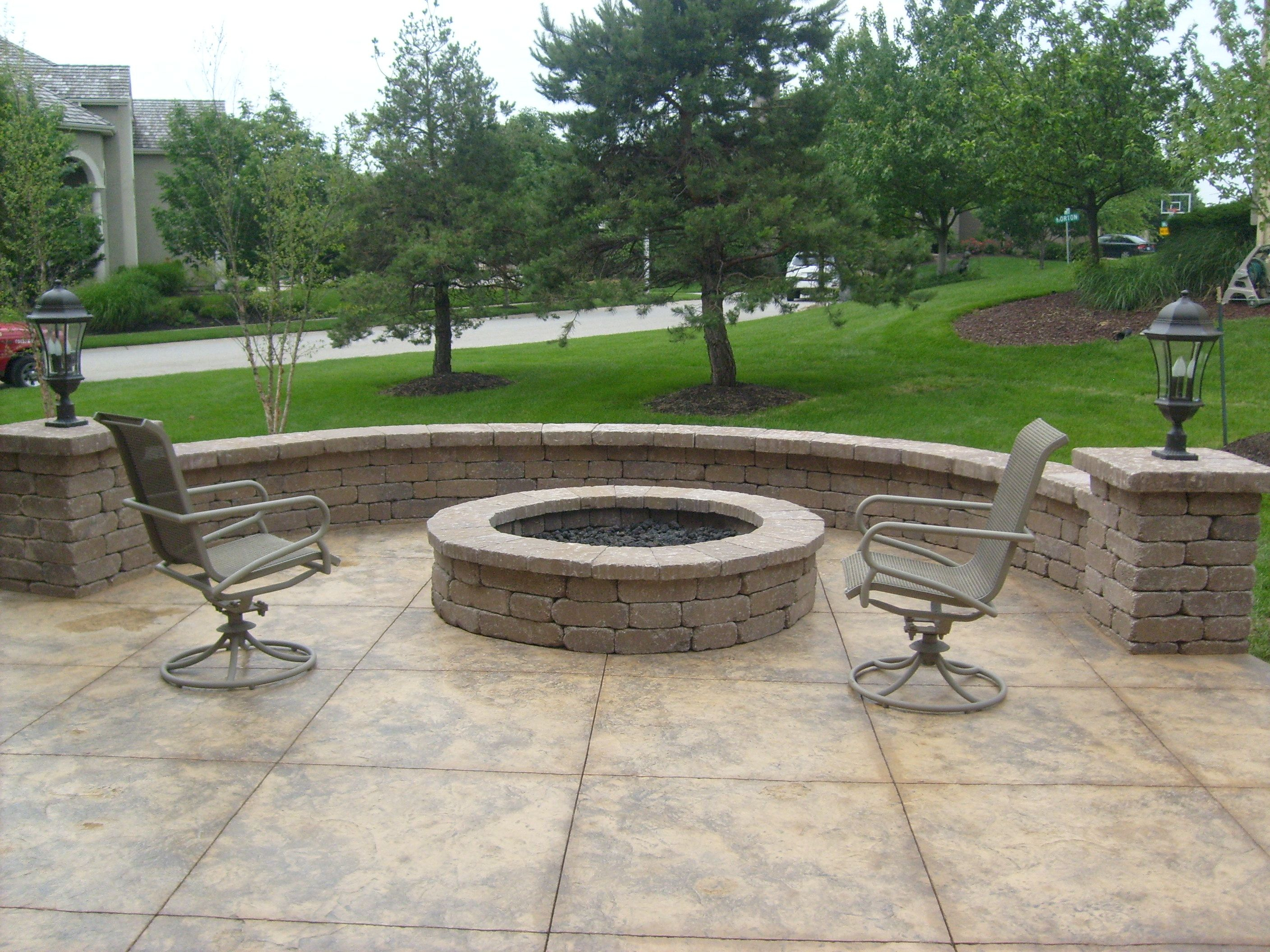 Stamped Concrete Patio With Seating Retaining Wall And intended for size 2816 X 2112