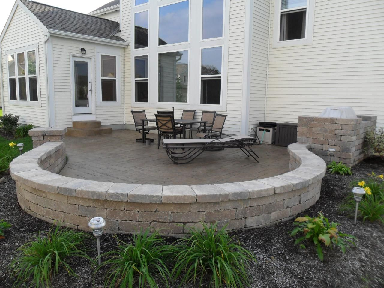 Stamped Concrete Patio With Seating Wall Column And Grill with dimensions 1280 X 960