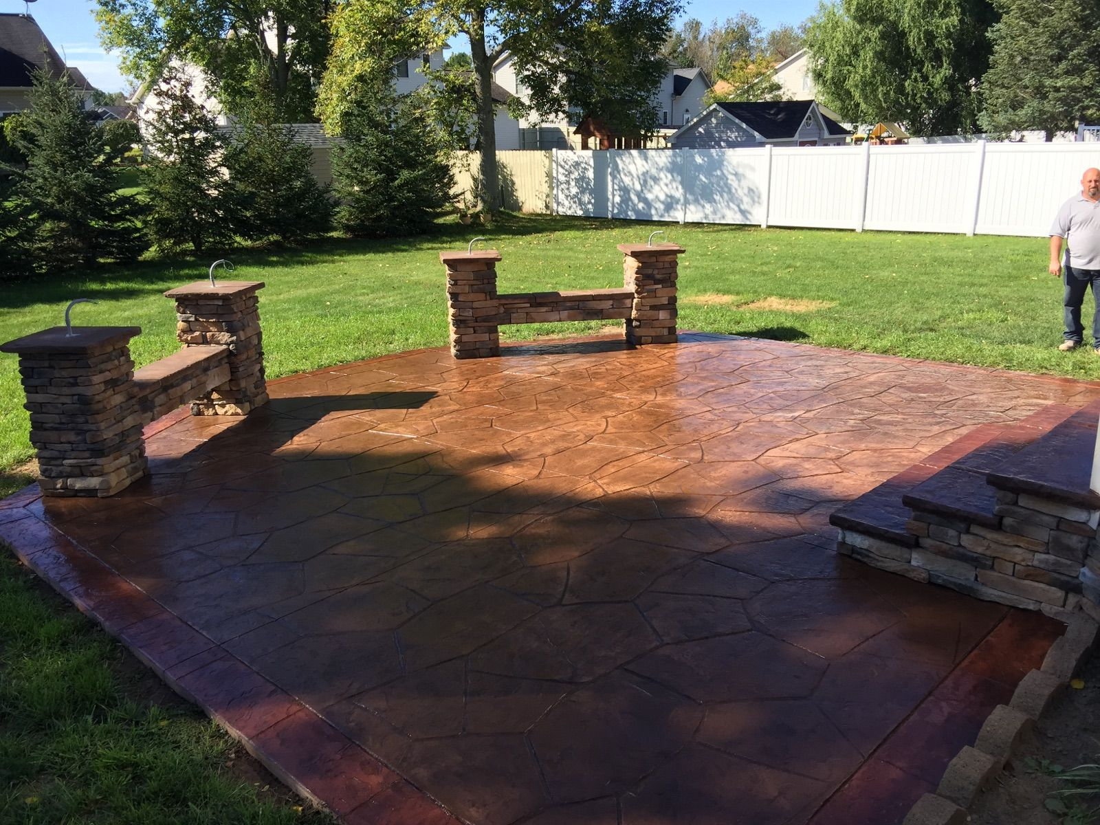 Stamped Concrete Patio With With Cultured Stone Veneer pertaining to measurements 1600 X 1200