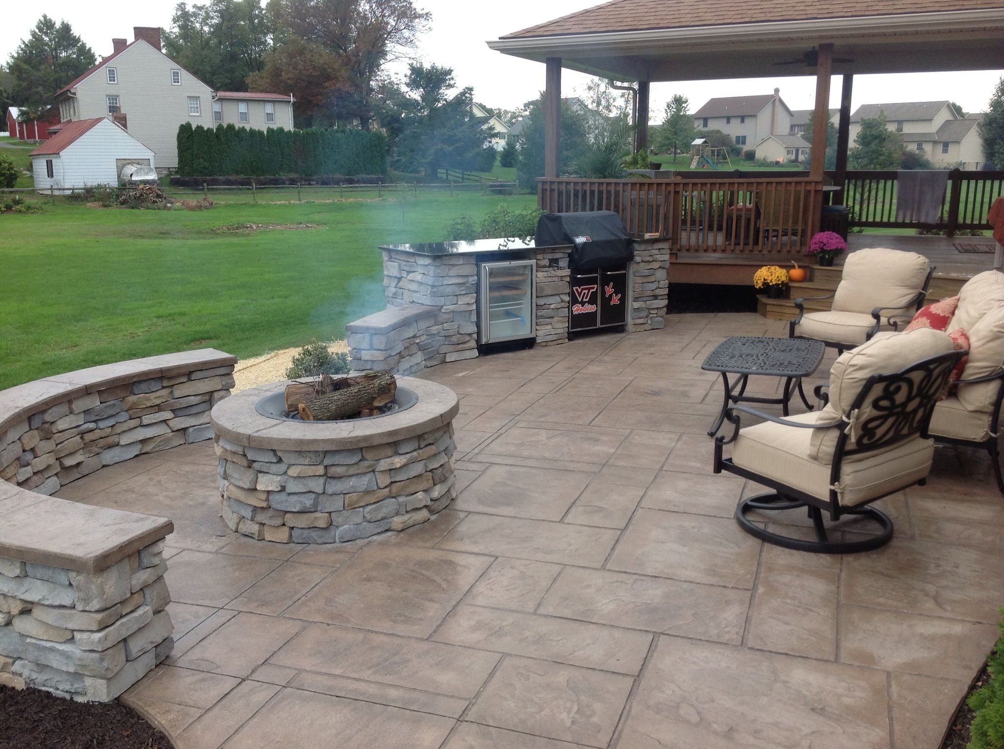 Stamped Concrete Pool Patio Concrete Patio With Fire Pit with regard to size 2057 X 1536
