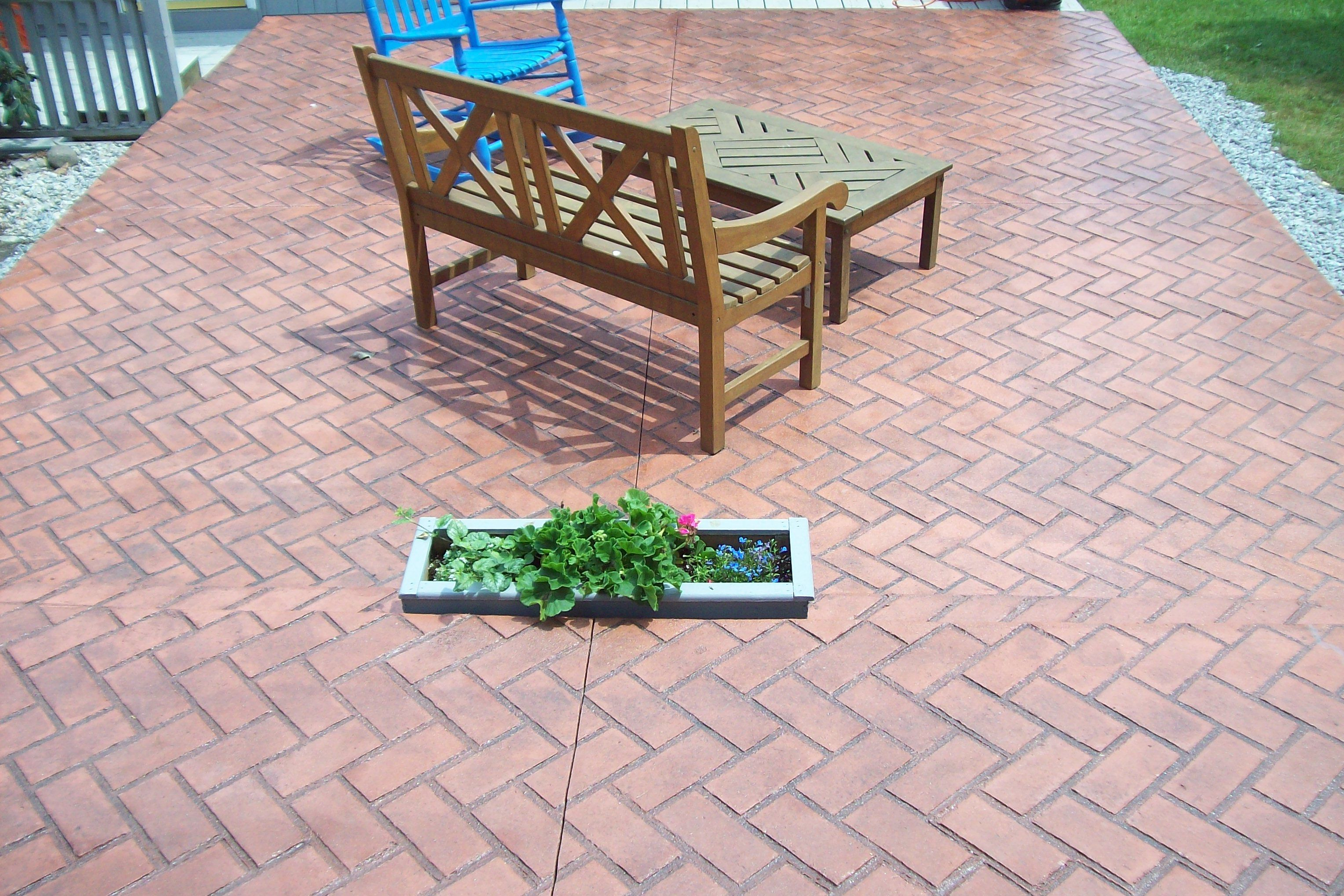 Stamped Concrete Stairs And Patio Herringbone Pattern with regard to sizing 3056 X 2038