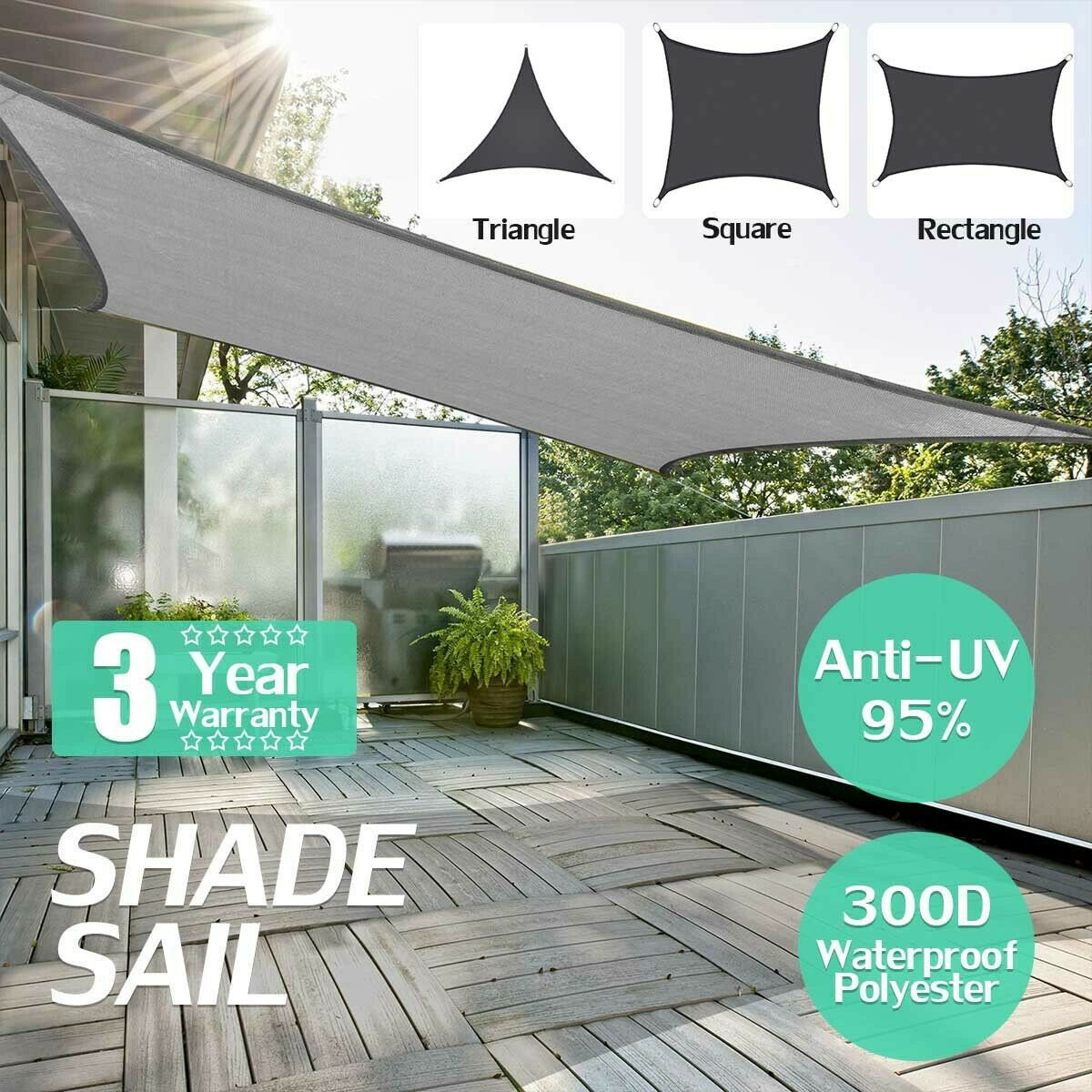 Sun Shade Sail Outdoor Garden 300d Canopy Patio Cover Block Triangle New throughout dimensions 1200 X 1200