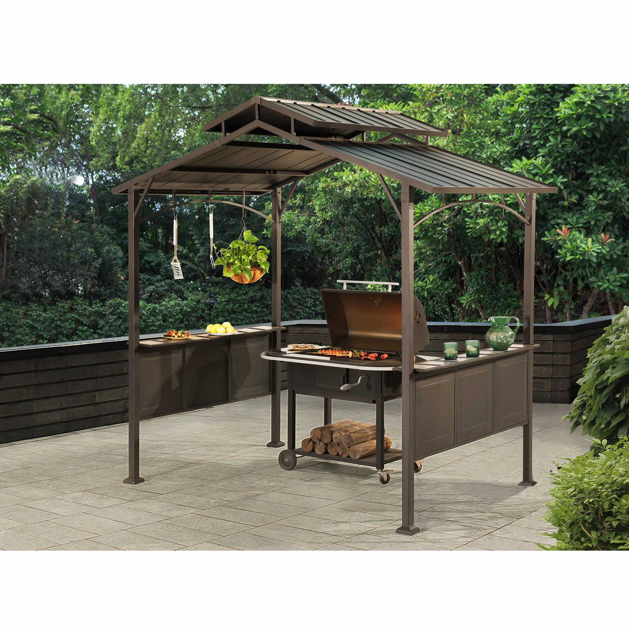 Sunjoy 8x5 Kent Hardtop Grill Gazebo Bjs Wholesale Club pertaining to proportions 2000 X 2000