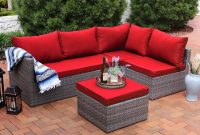 Sunnydaze Decor Port Antonio Gray 4 Piece Wicker Outdoor Sofa Sectional Patio Furniture Set With Red Cushions with size 1000 X 1000