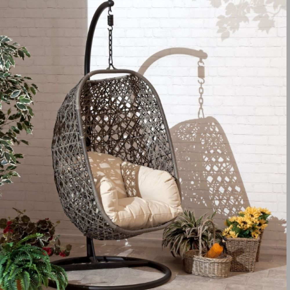 Swing Rattan Effect Poly Cocoon Hanging Egg Chair Brampton within measurements 1000 X 1000