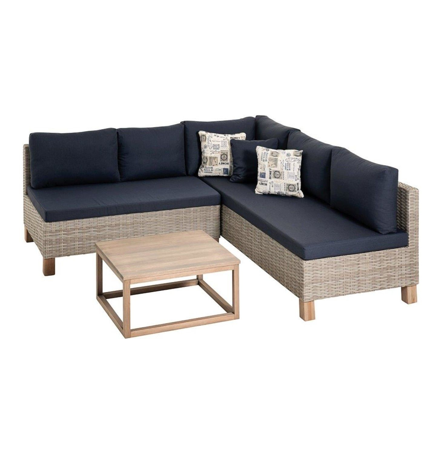 Terrace Leisure 1990x2020mm Nambiti Wicker Lounge Set Greige throughout dimensions 1460 X 1500