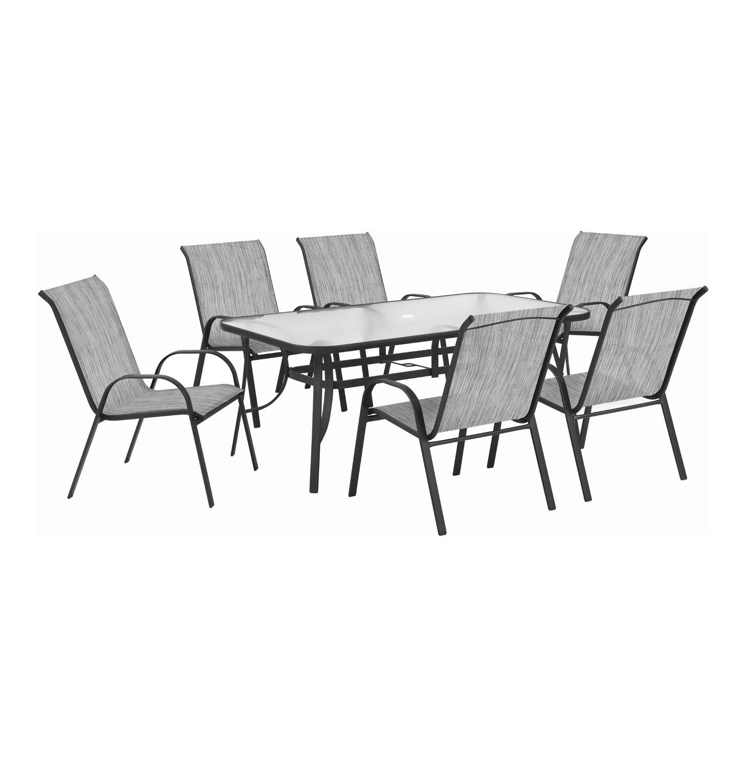 Terrace Leisure 7 Piece Manor Textilene Patio Set Wooden for size 1460 X 1500