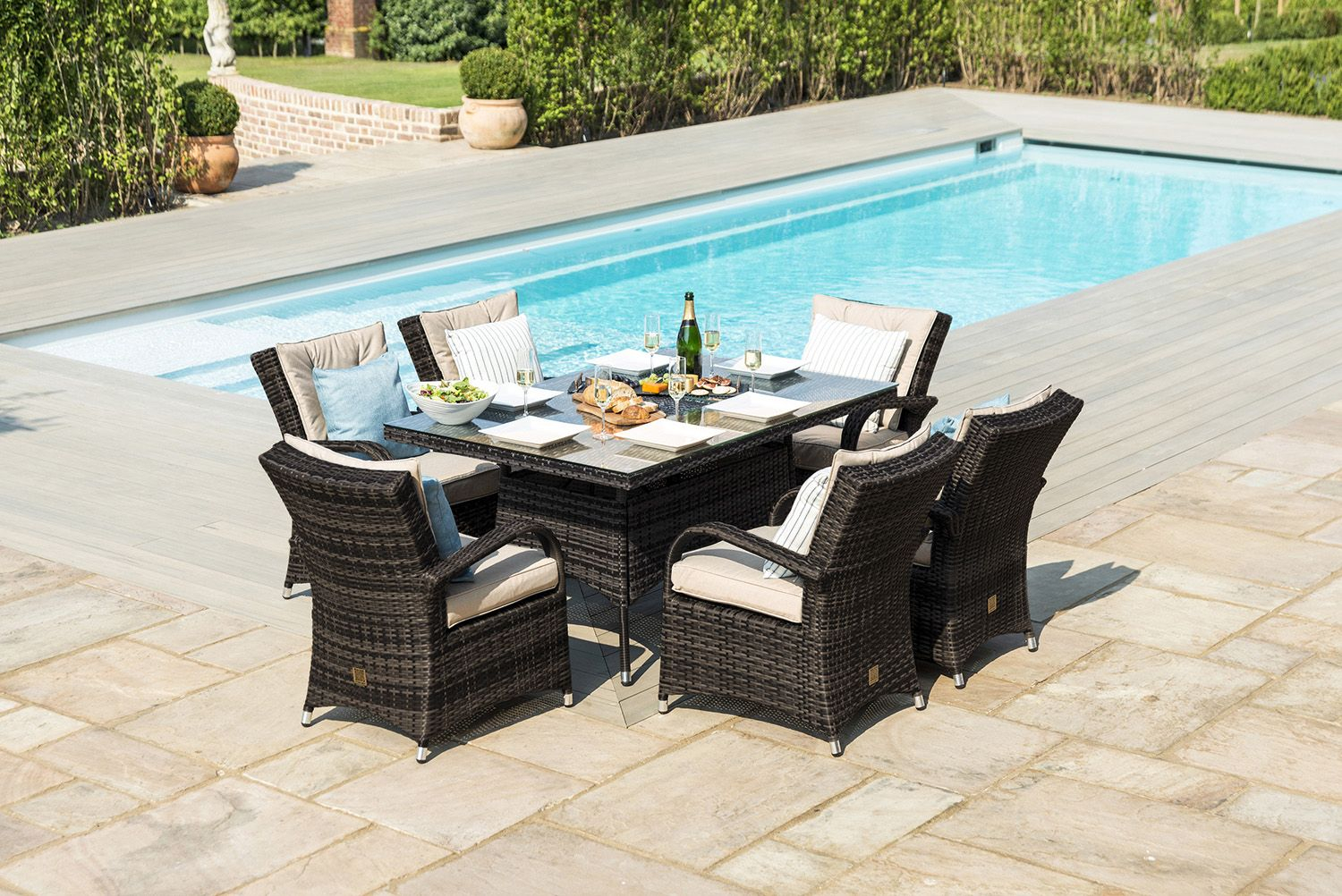 Texas 6 Seat Rectangular Dining Set With Ice Maze Rattan pertaining to dimensions 1500 X 1002
