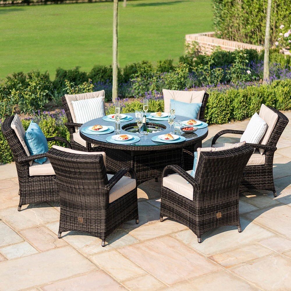 Texas 6 Seater Round Dining Set Outdoor Rattan Garden intended for proportions 1000 X 1000