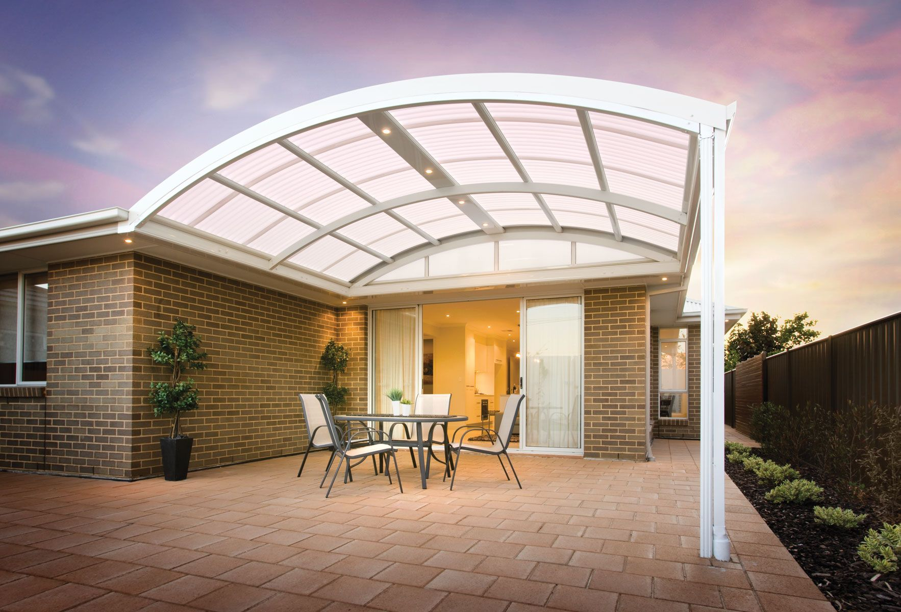 The Stratco Outback Curved Roof Patio Is A Unique Sleek intended for proportions 1766 X 1200