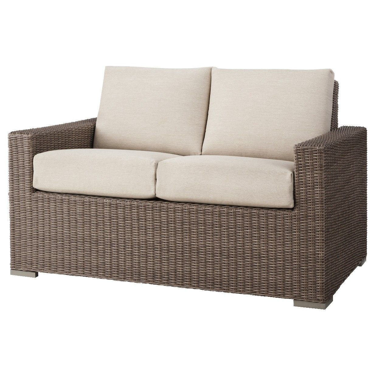 Threshold Heatherstone Wicker Patio Loveseat Target throughout measurements 1230 X 1230